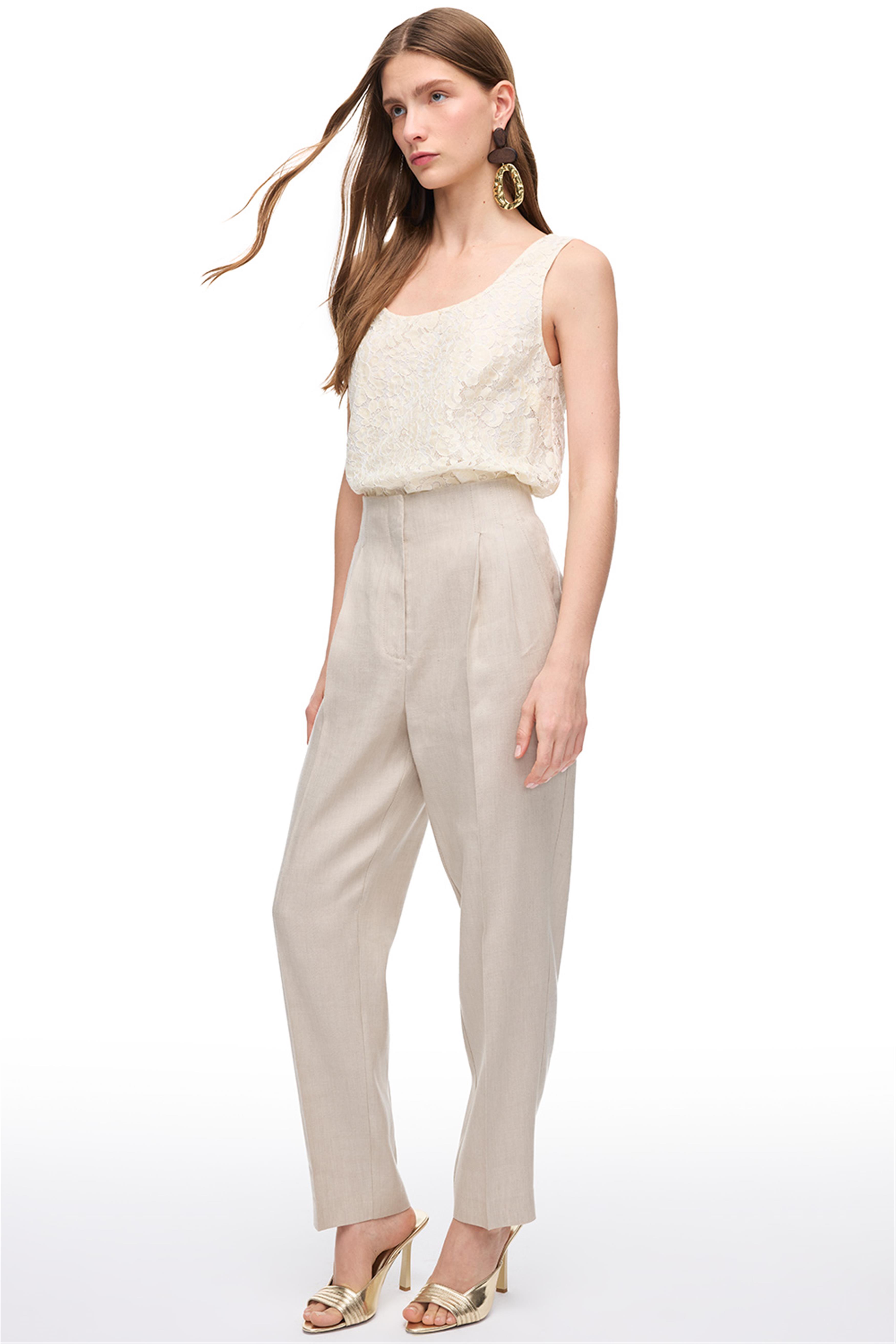 Taş Yüksek Bel Geniş Paça Pantolon