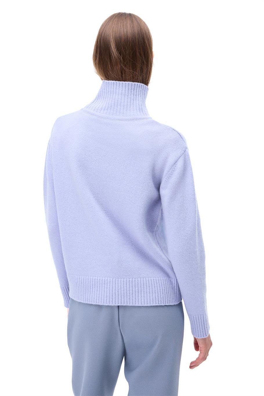 Triko Rahat Kalıp Standart Boy Düşük Kollu Dik Yaka Bebe mavısı Kazak