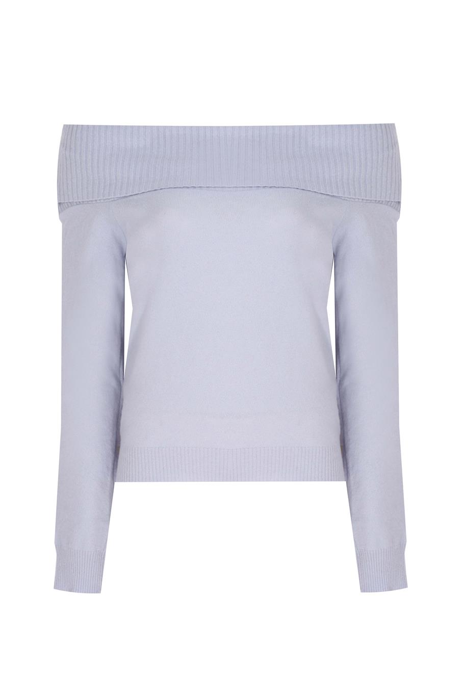 Triko Rahat Kalıp Standart Boy Reglan Kol Kayık Yaka Bebe mavısı Bluz