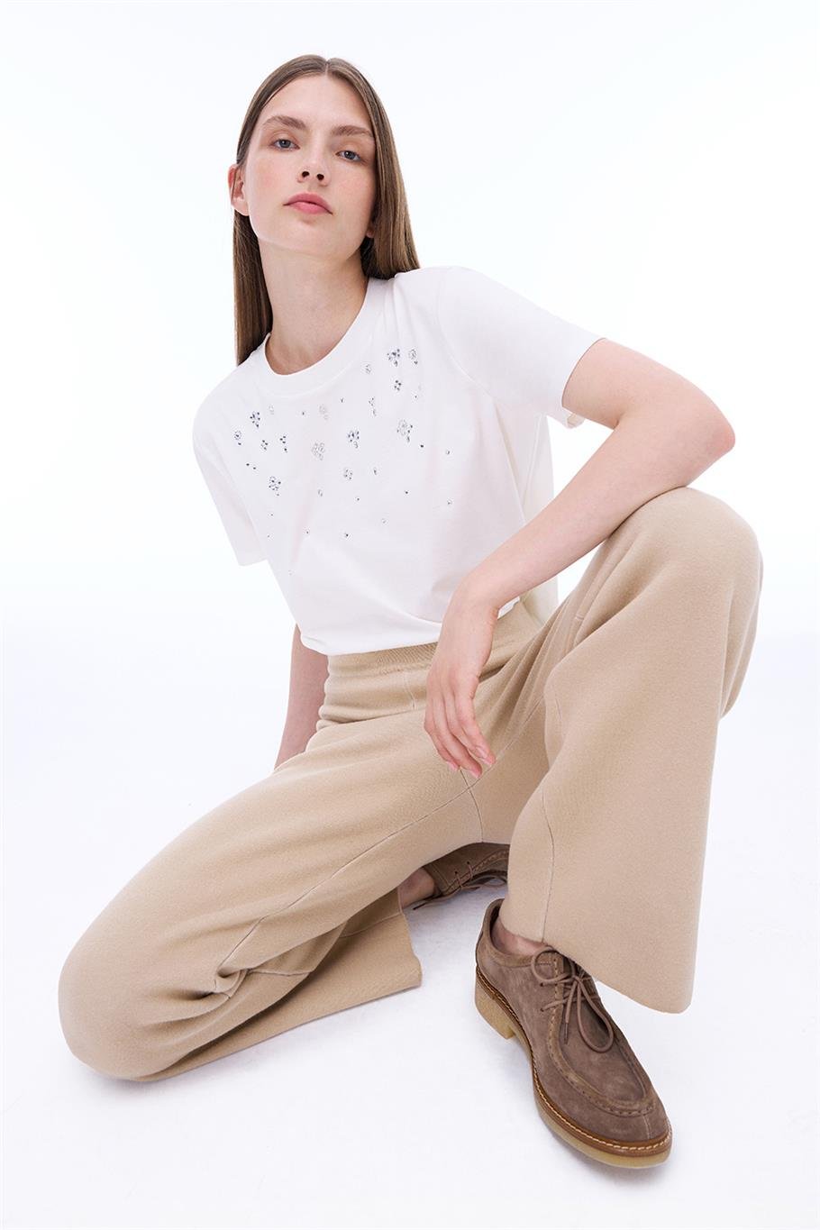 Triko Rahat Kalıp Uzun Boy Vizon Pantolon