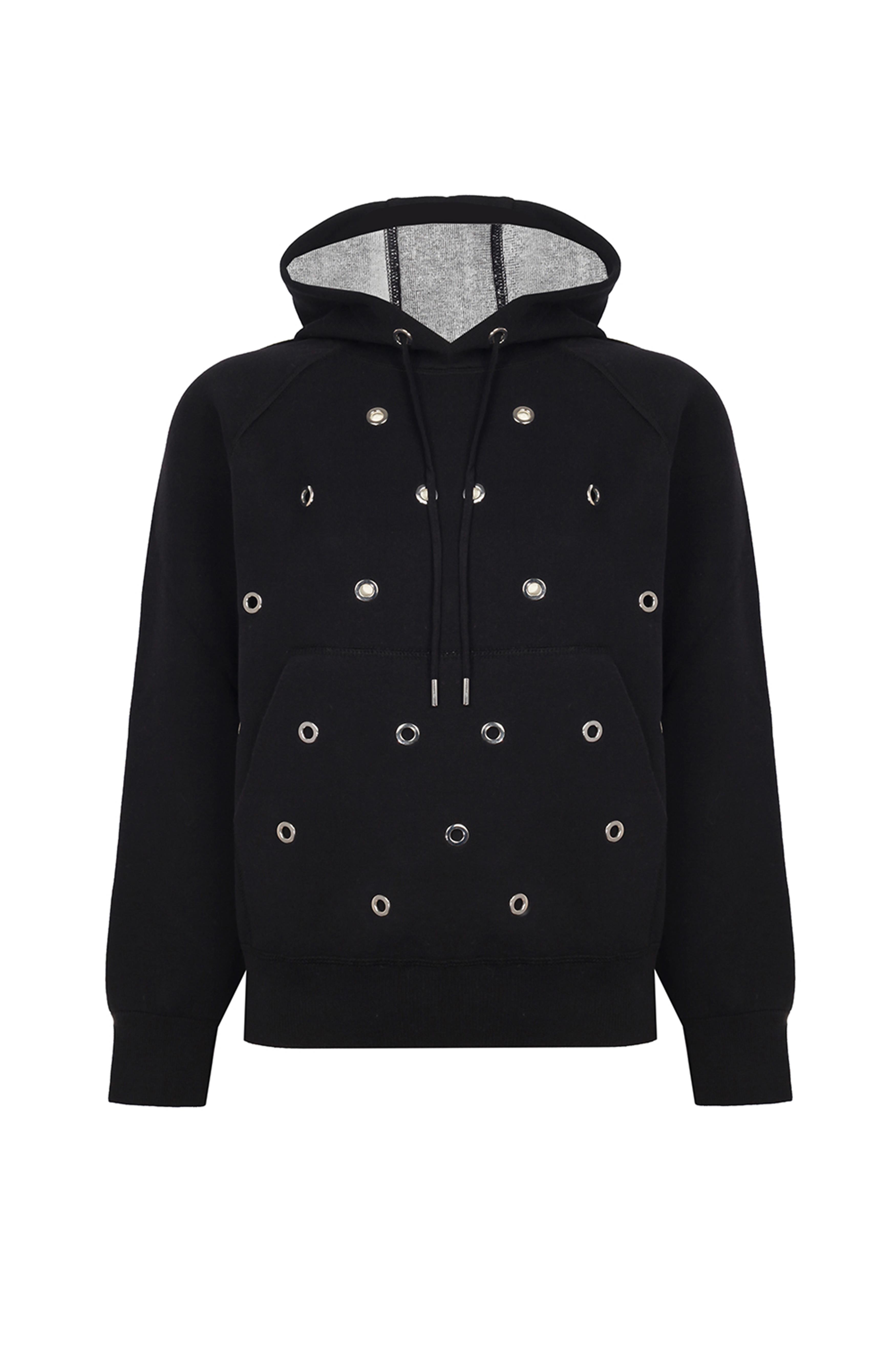 Triko Regular Fit Standart Boy Reglan Kol Kapüşonlu Siyah Kazak