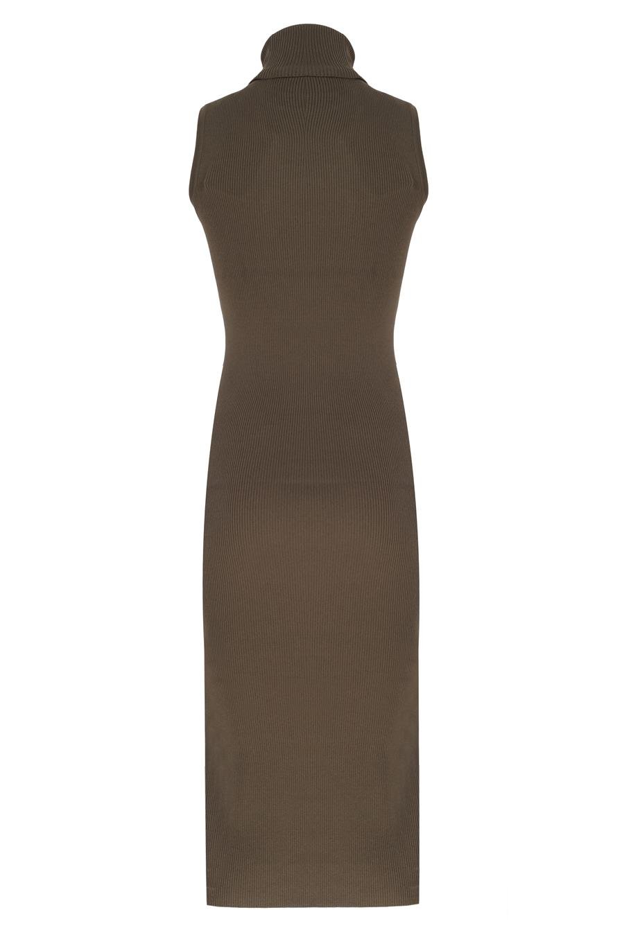 Triko Slim Fit Diz Altı Kolsuz Balıkçı Yaka Hakı Elbise