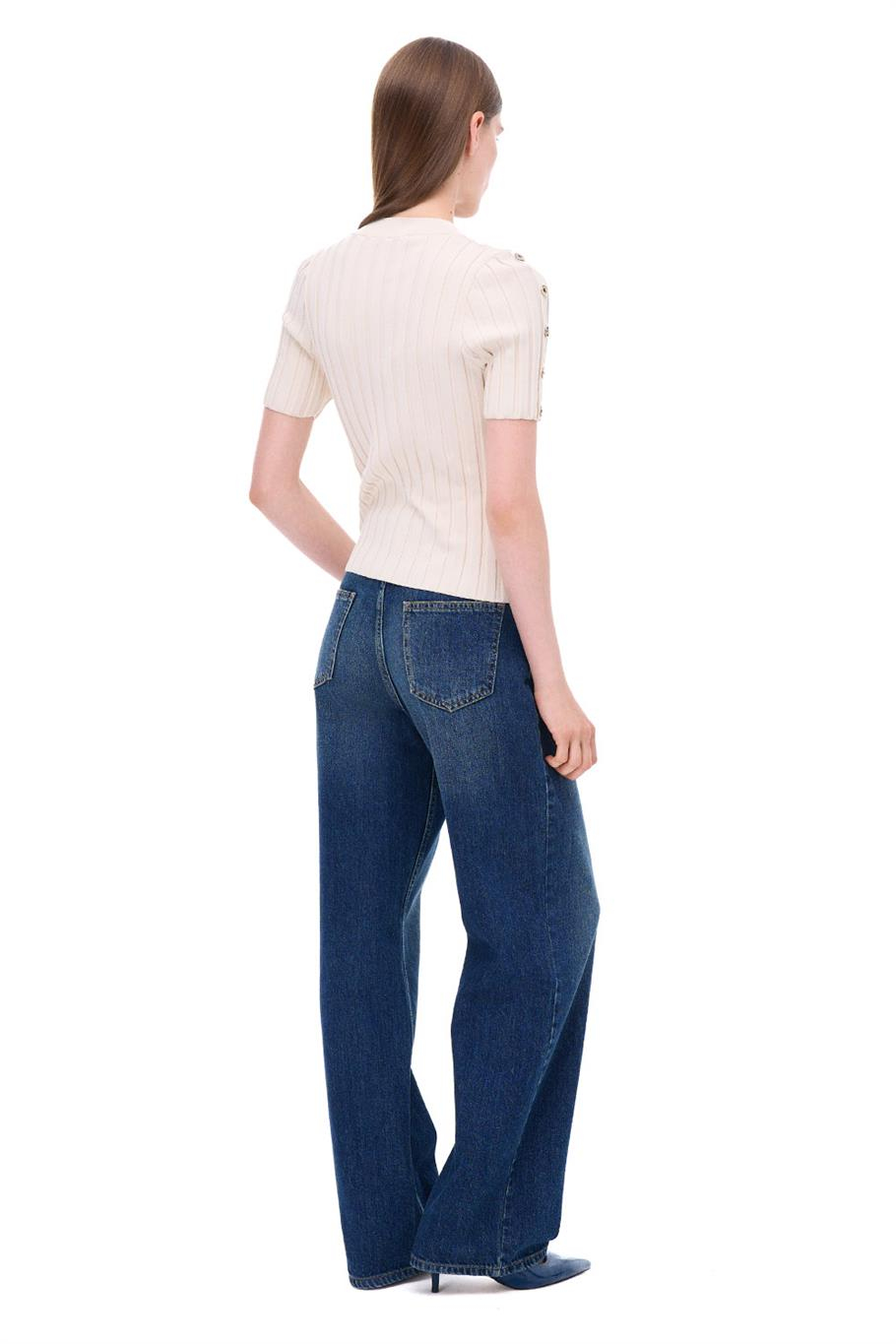 Triko Slim Fit Standart Boy Takma Kol Bisiklet Yaka Bej Bluz