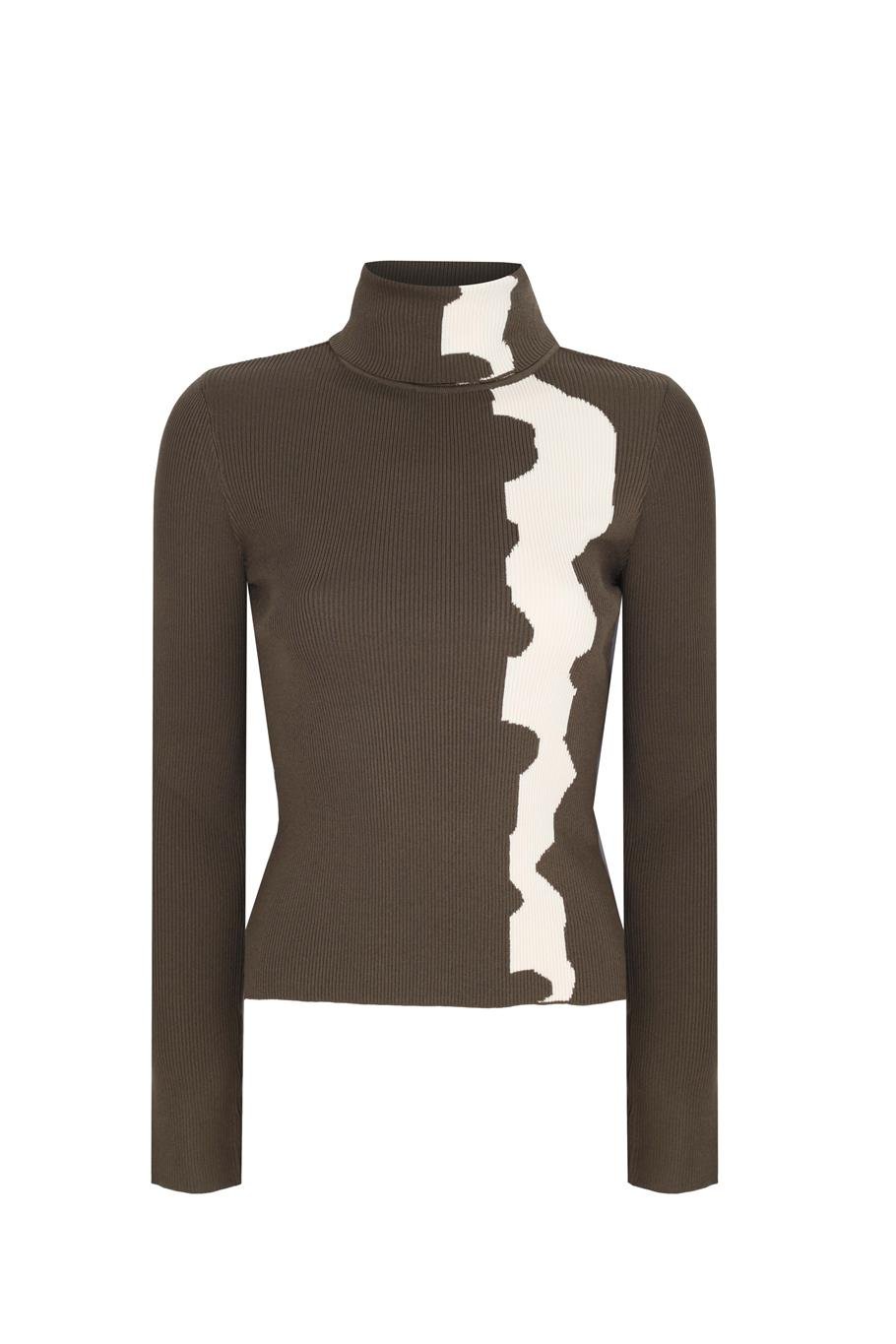 Triko Slim Fit Standart Boy Takma Kol Balıkçı Yaka Hakı Kazak