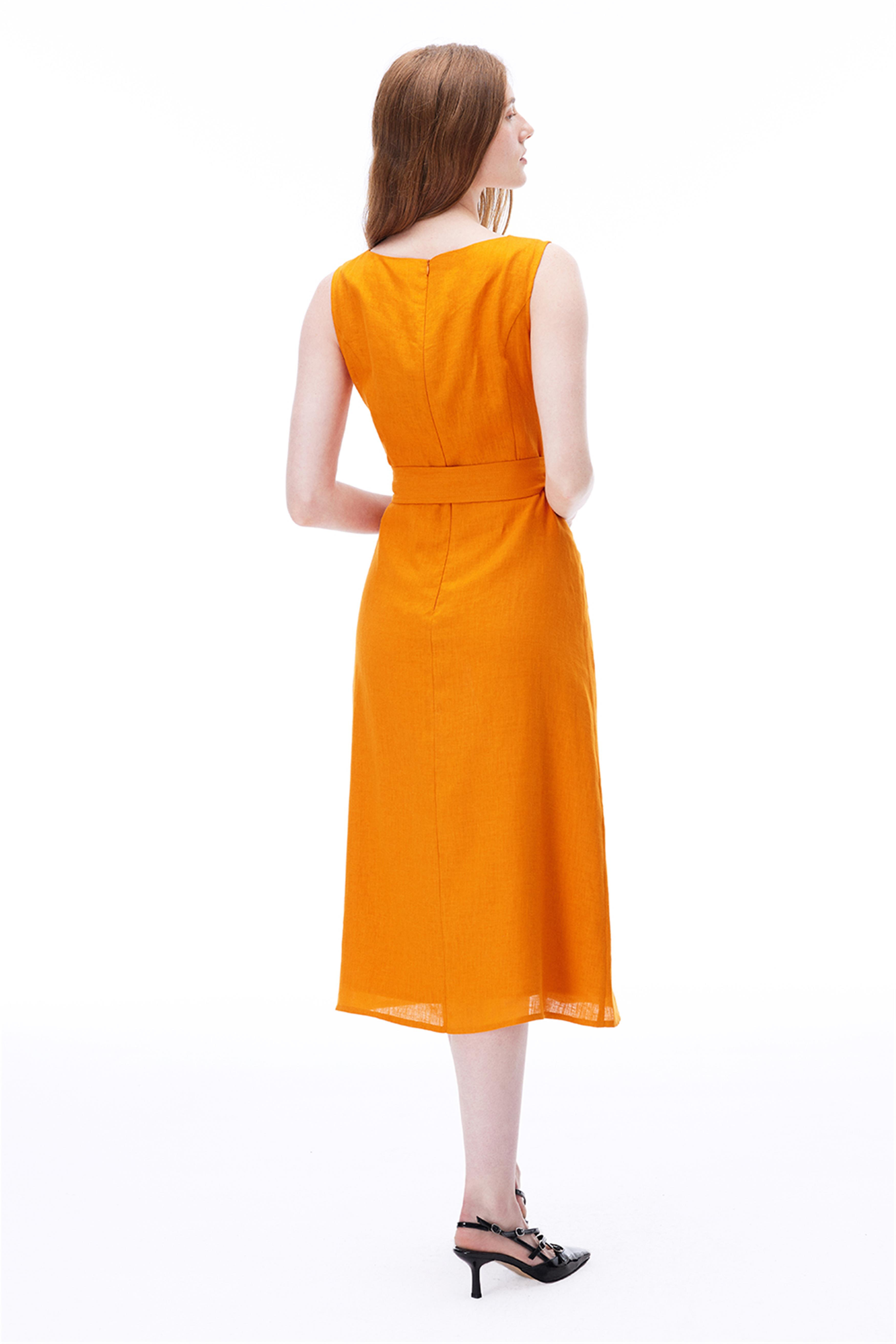 Turuncu Akars Regular Fit Midi Boy Elbise