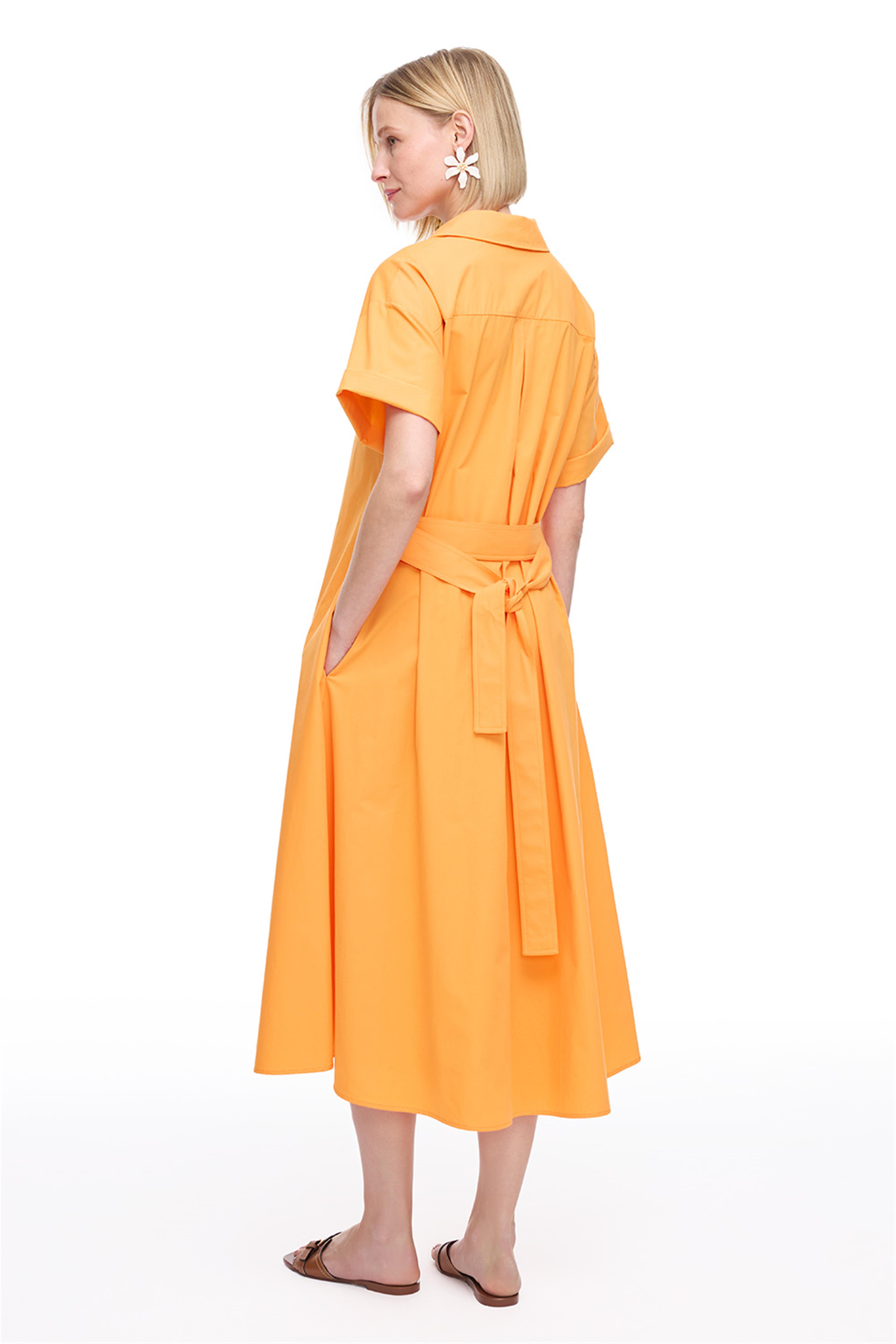 Turuncu Albas Regular Fit Diz Altı Elbise