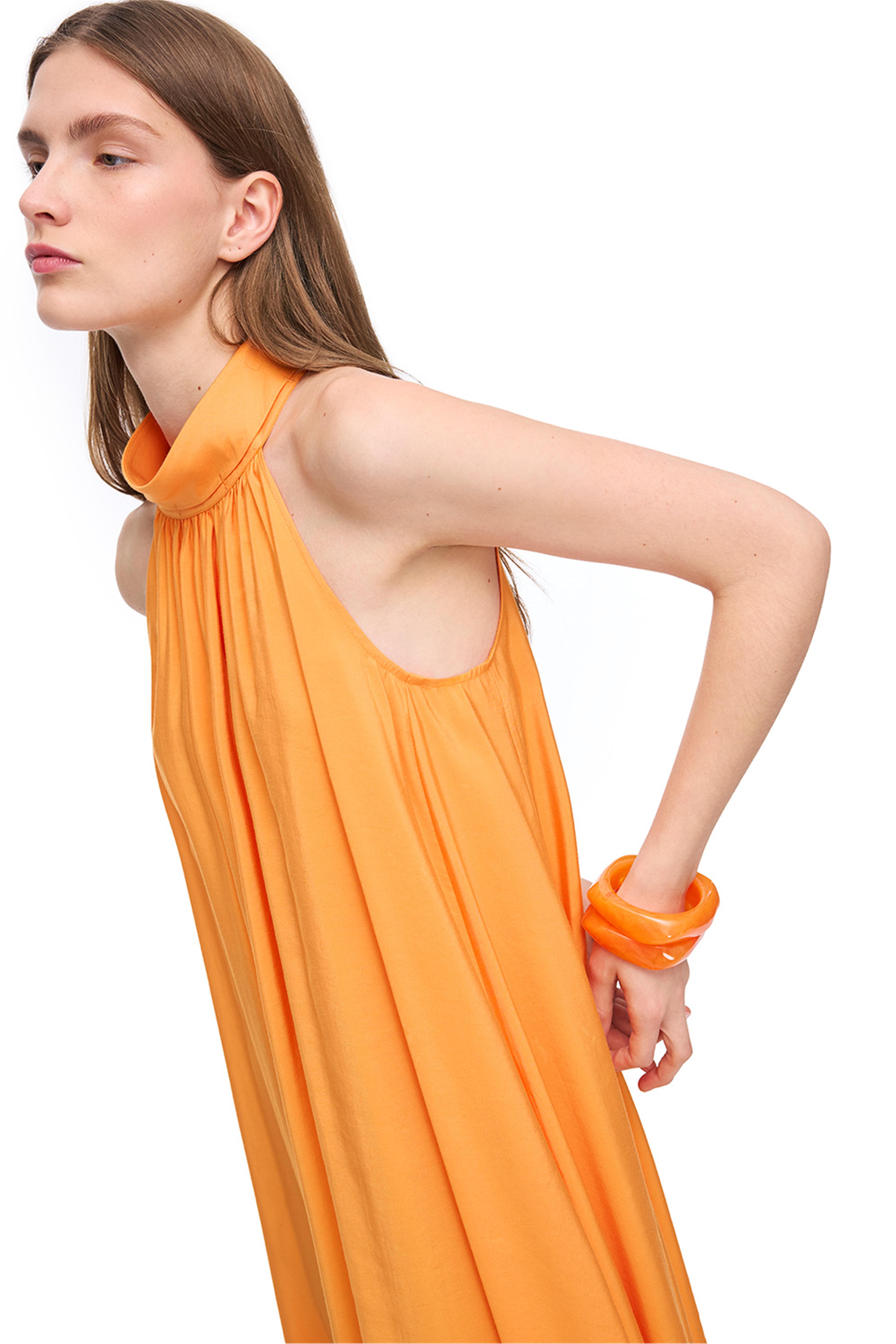 Turuncu Askılı Balıkçı Yaka Elbise