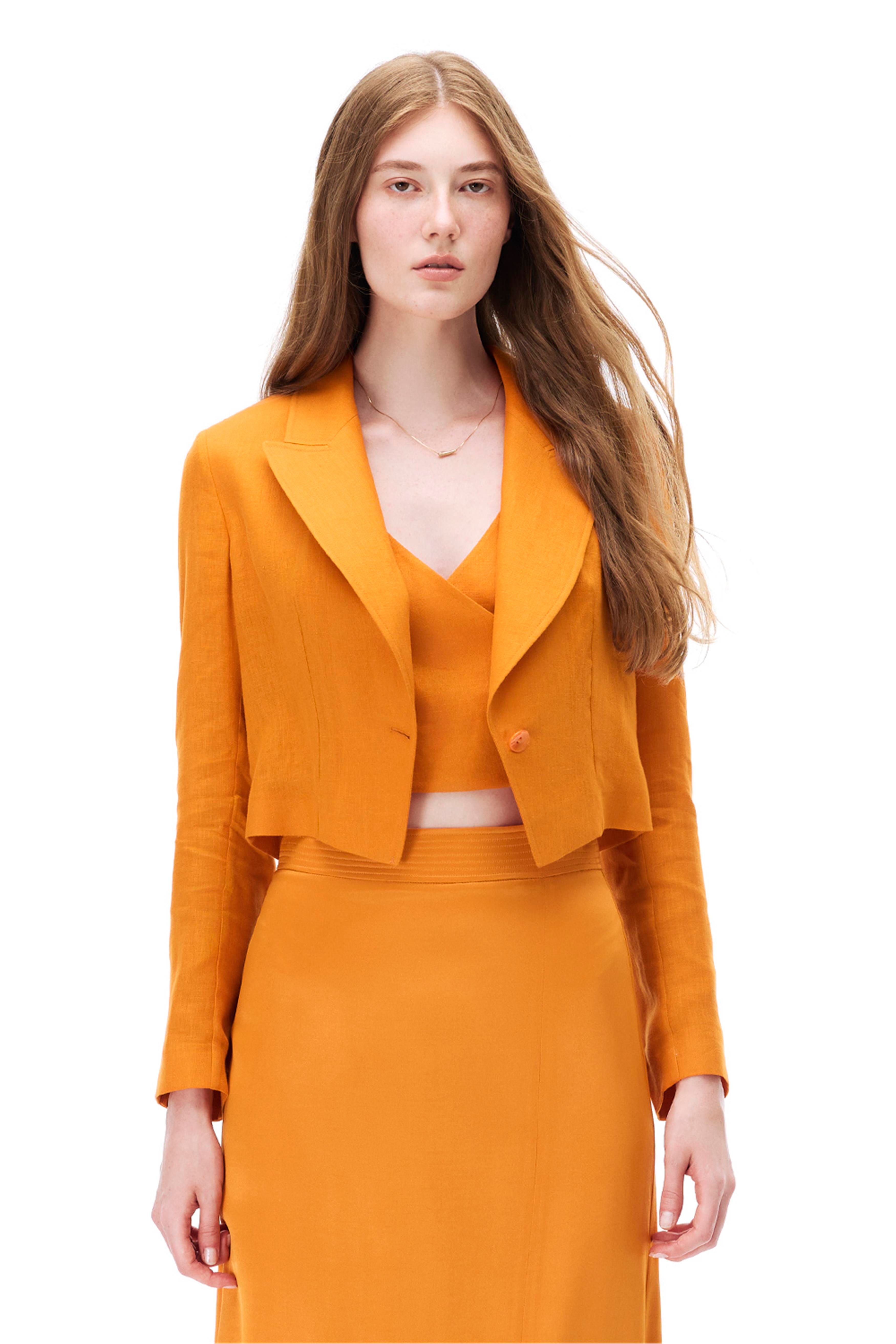 Turuncu Keten Kısa Ceket
