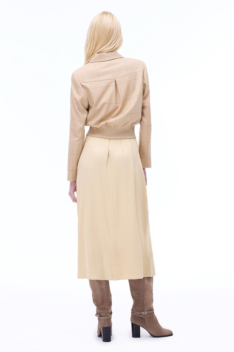 Untimely Regular Fit Balıksırtı Desenli Takma Kol Devetüyü Renk Kadın Ceket