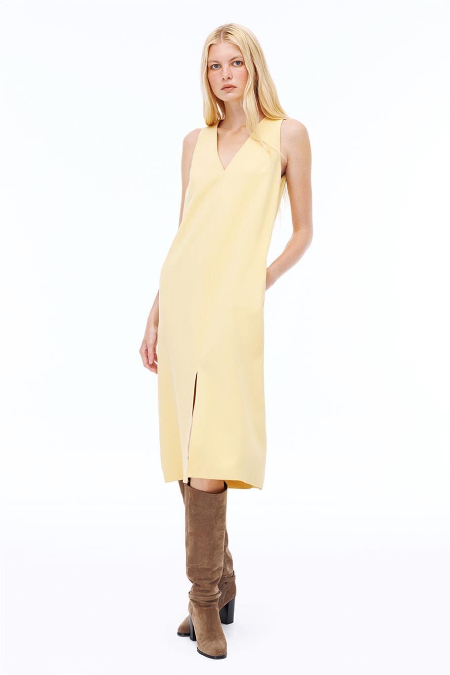 Vanilya V-Yaka Midi Elbise