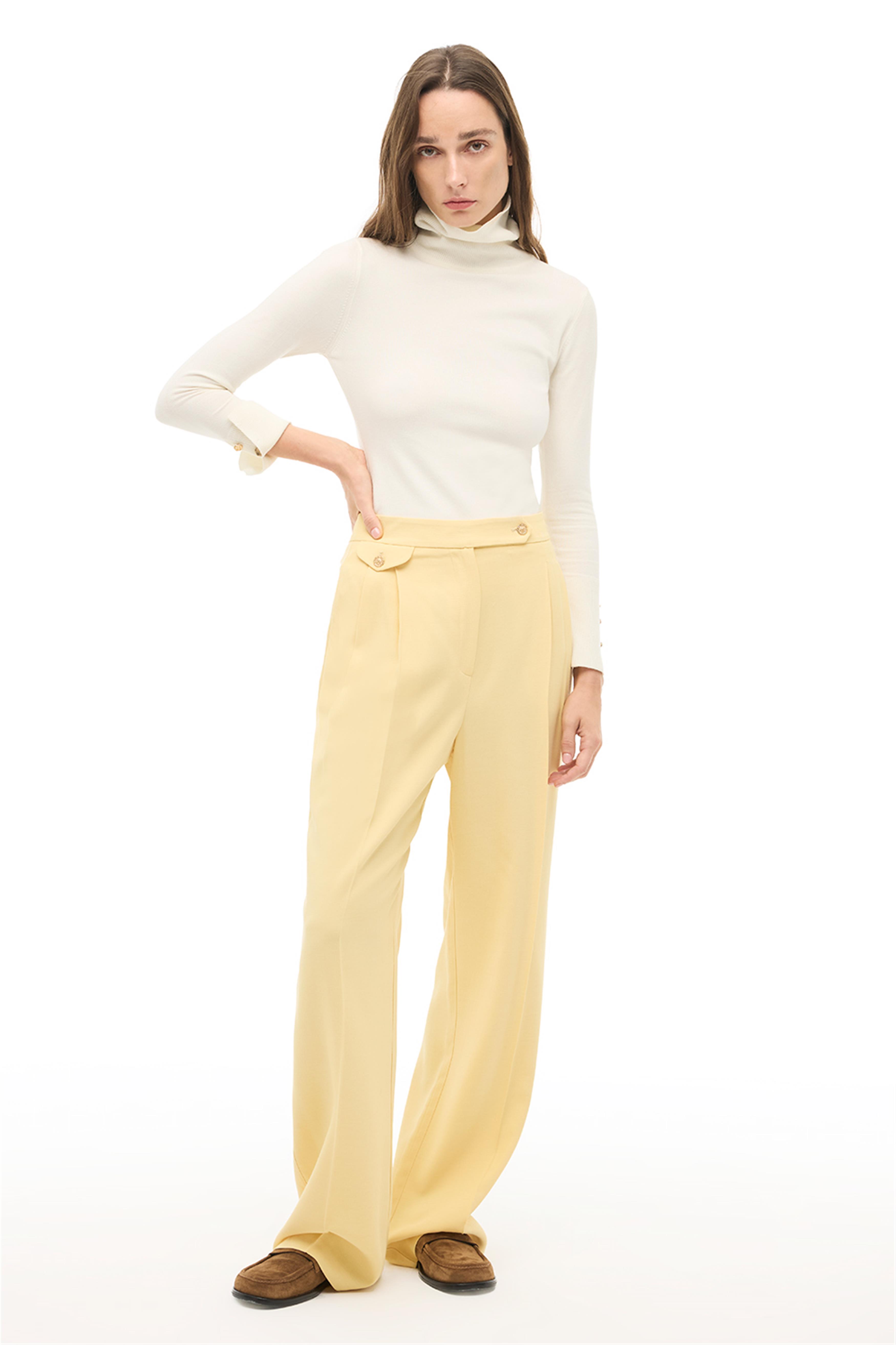 Vanilya Yüksek Bel Geniş Paça Pantolon