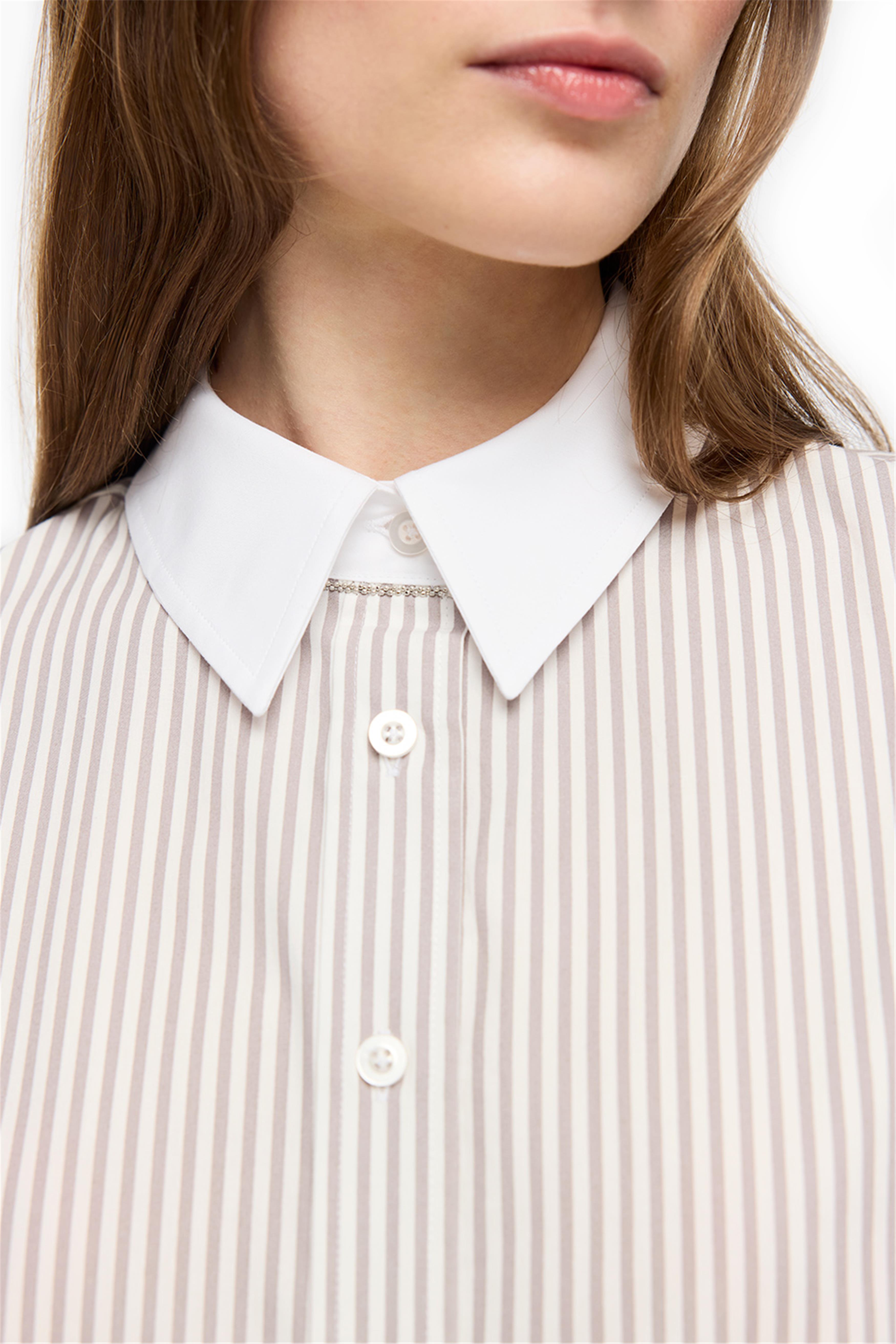 Vizon Beyaz Kısa Kollu Pamuklu Gömlek