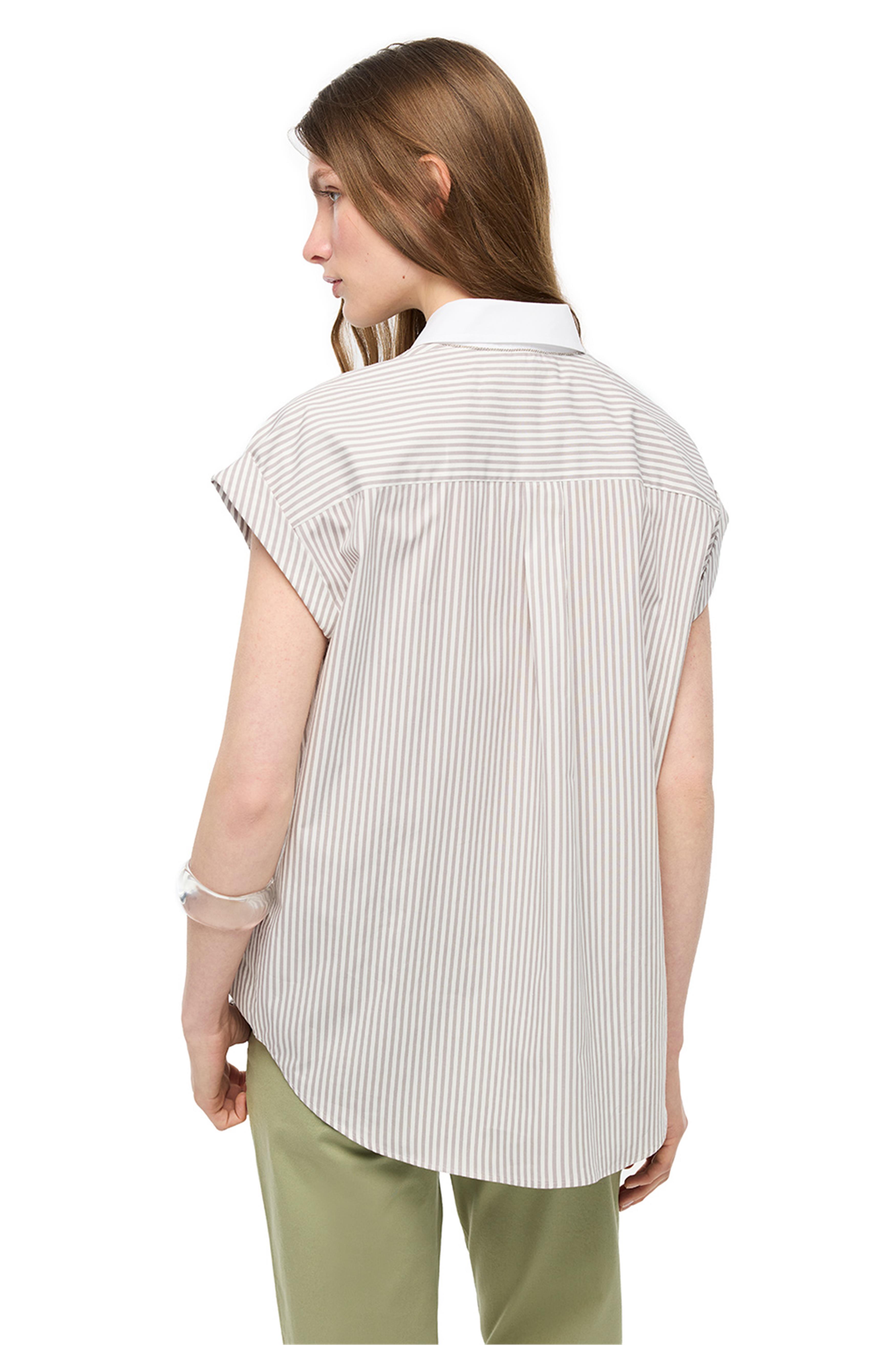 Vizon Beyaz Kısa Kollu Pamuklu Gömlek