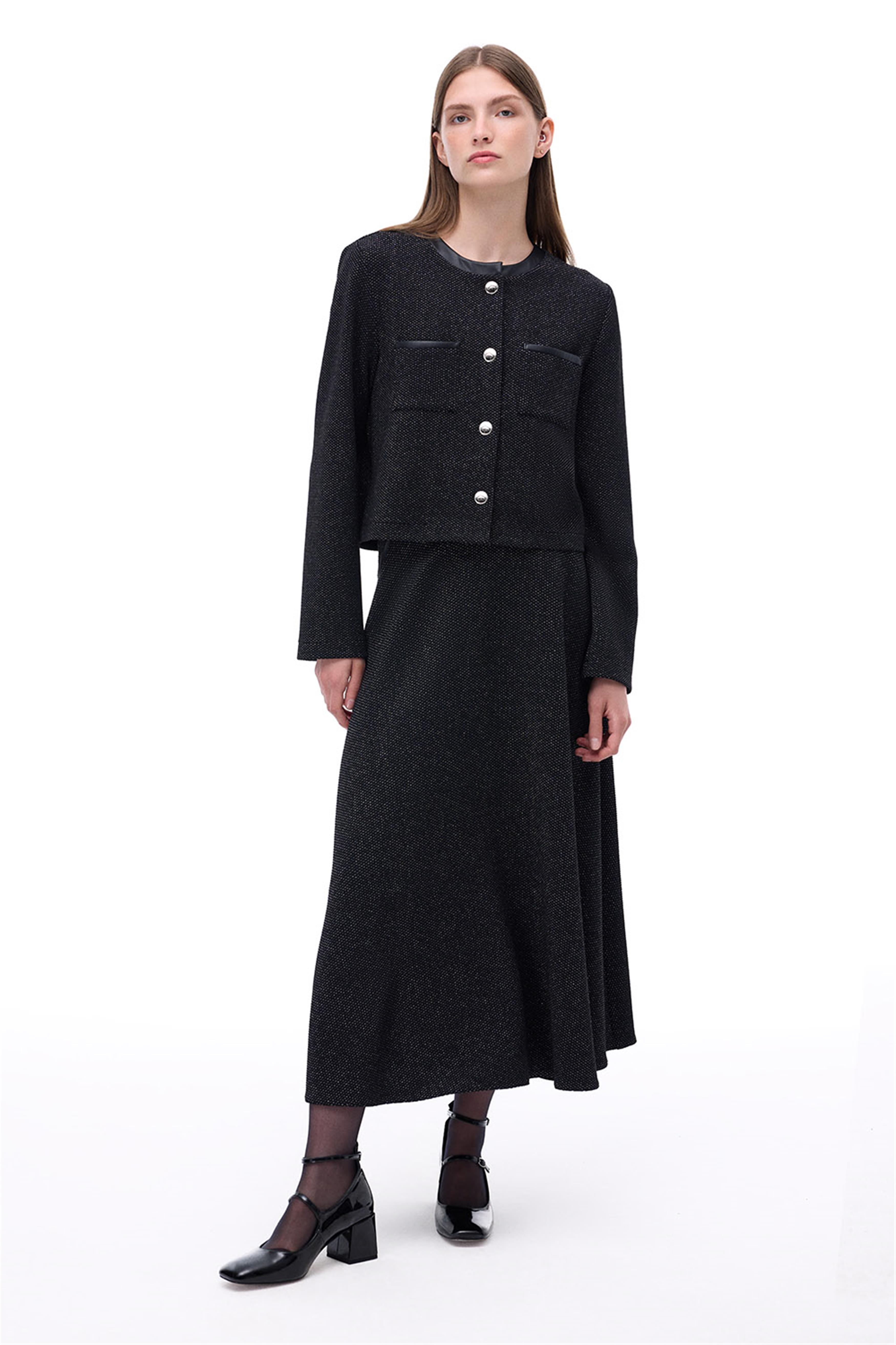 Winter Regular Fit Takma Kol Bisiklet Yaka Siyah Renk Kadın Ceket