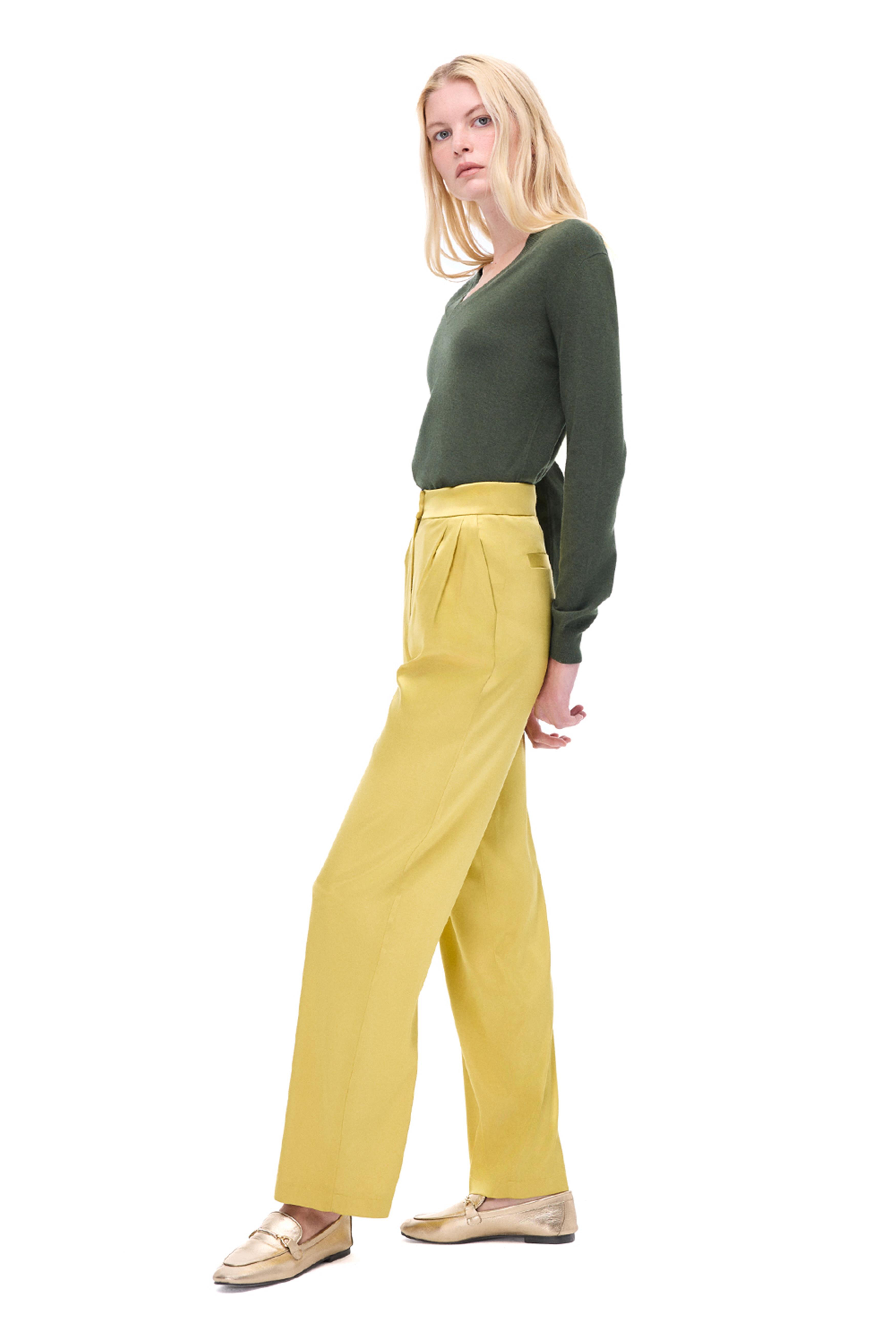 Wonder Regular Fit Yağ Yeşili Renk Kadın Pantolon