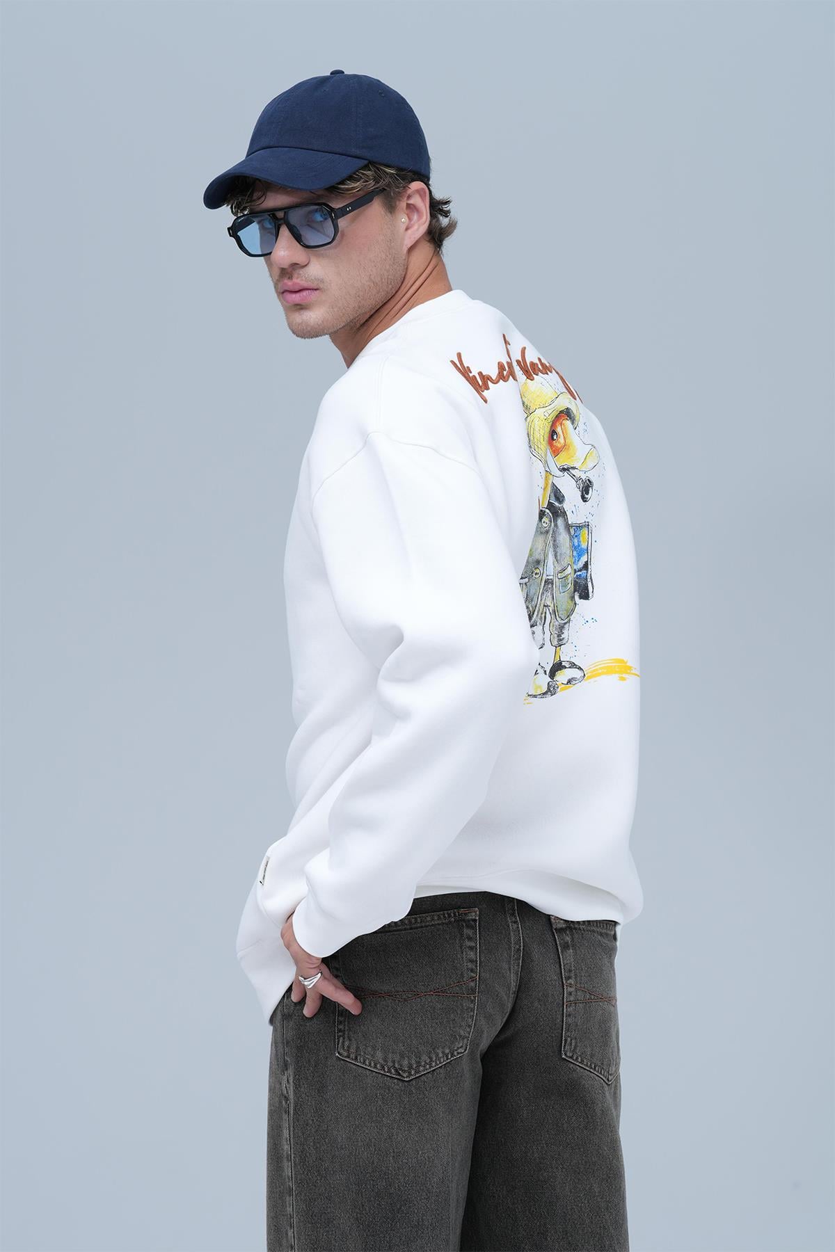 Art Nomad Oversize Sweatshirt Erkek Ekru