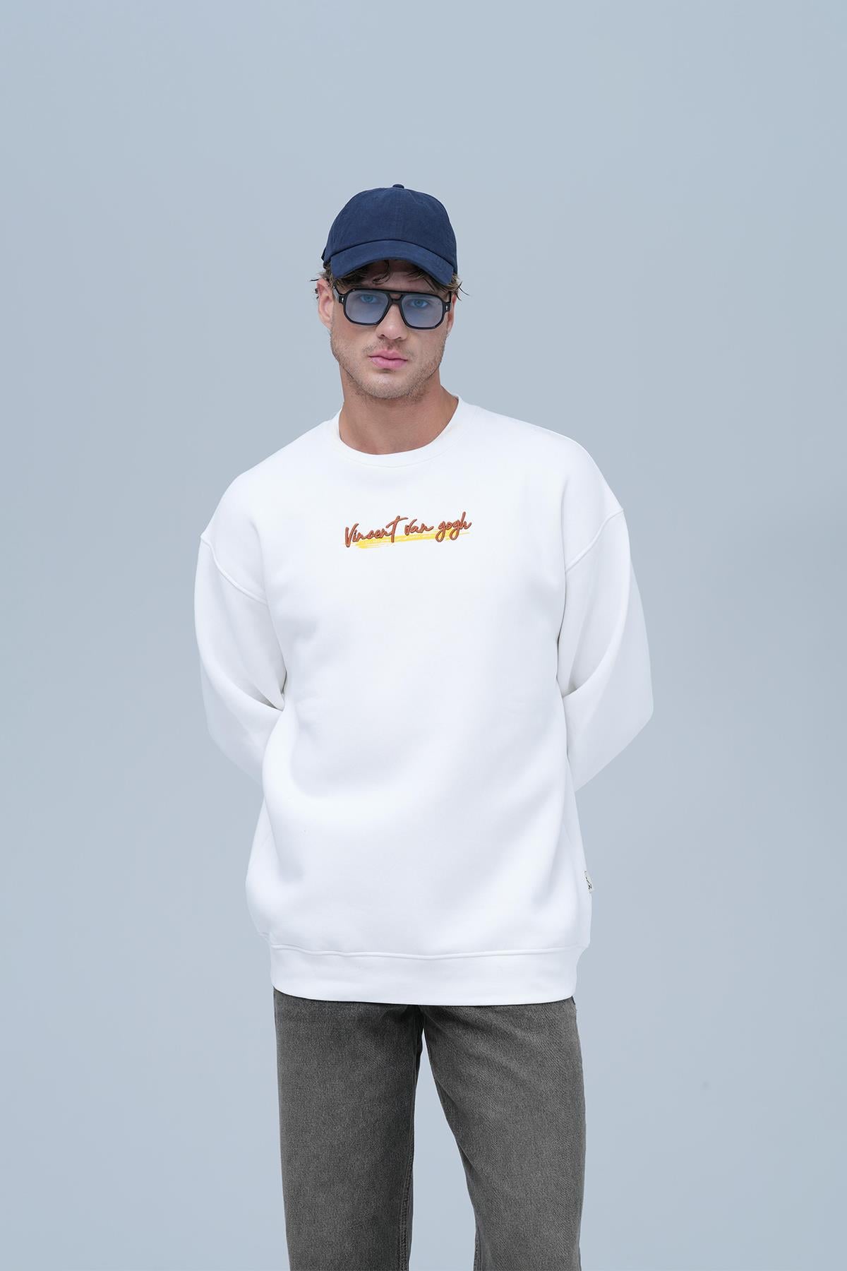 Art Nomad Oversize Sweatshirt Erkek Ekru