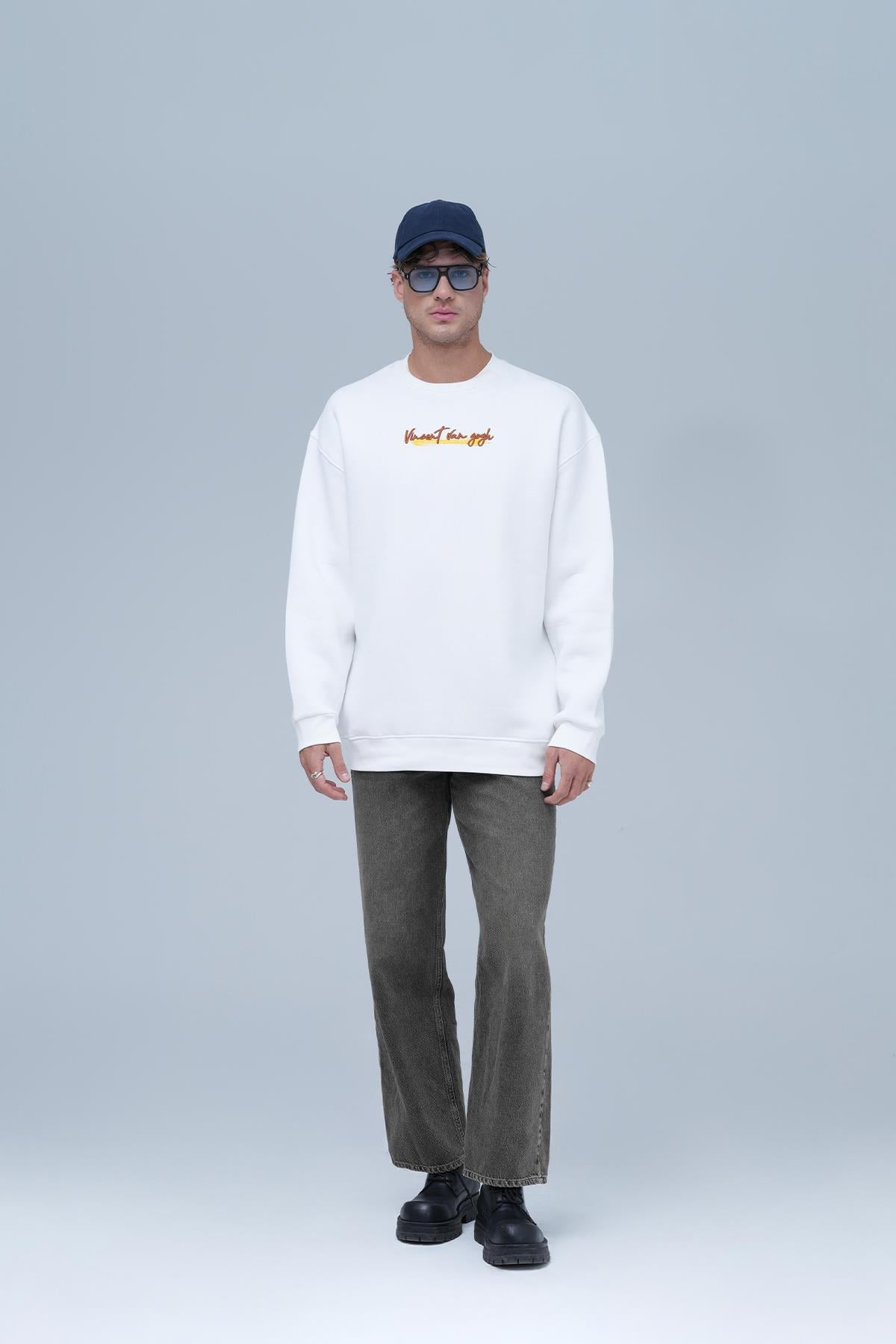 Art Nomad Oversize Sweatshirt Erkek Ekru