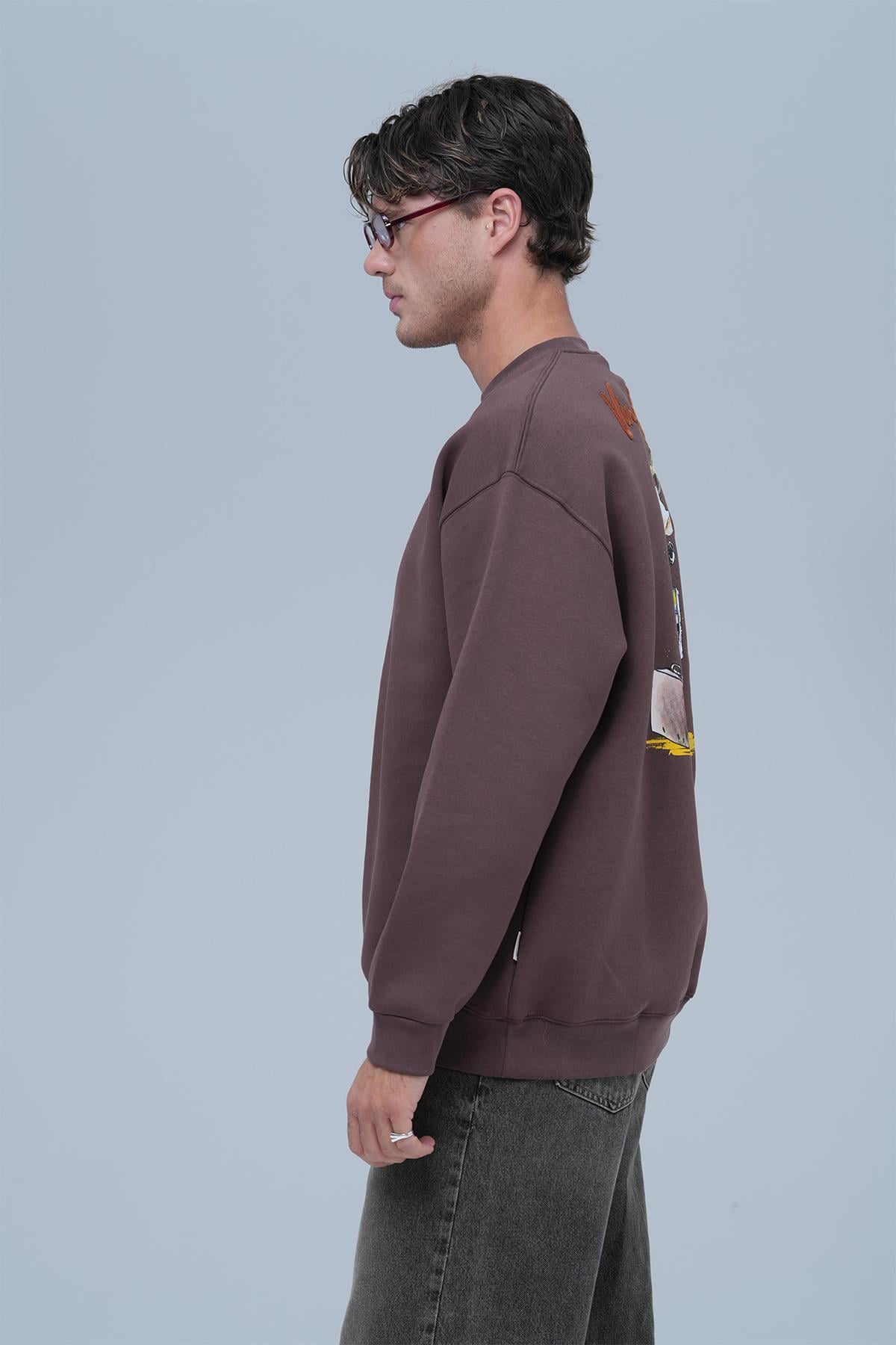 Art Nomad Oversize Sweatshirt Erkek Kahverengi