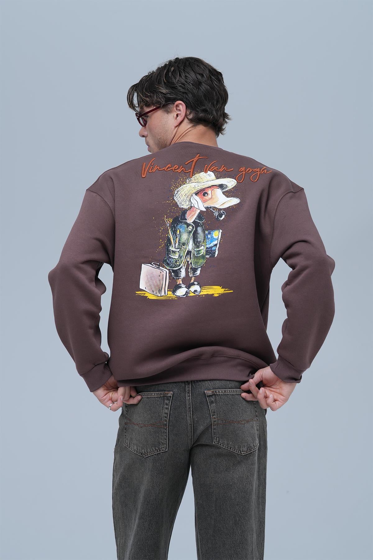 Art Nomad Oversize Sweatshirt Erkek Kahverengi