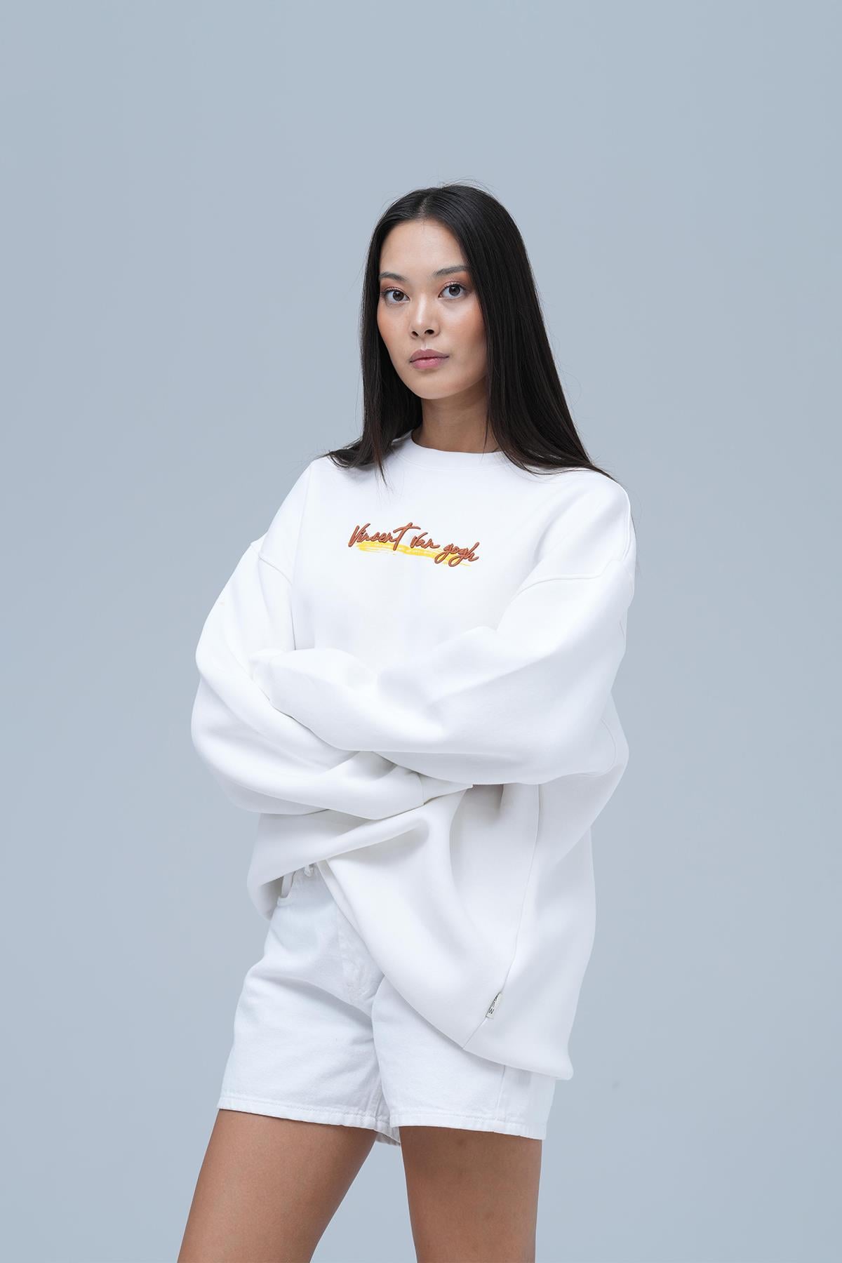 Art Nomad Oversize Sweatshirt Kadın Ekru