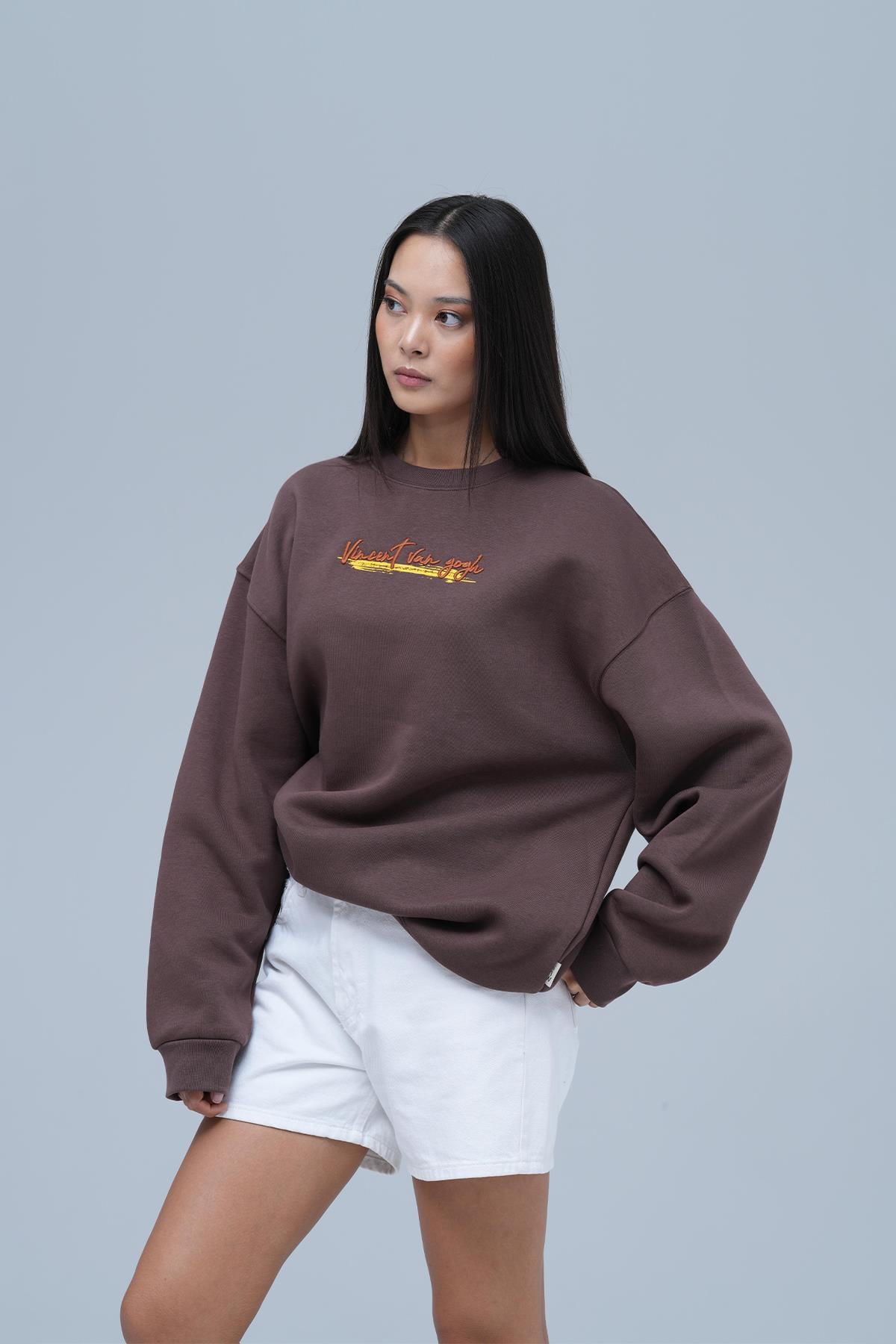 Art Nomad Oversize Sweatshirt Kadın Kahverengi