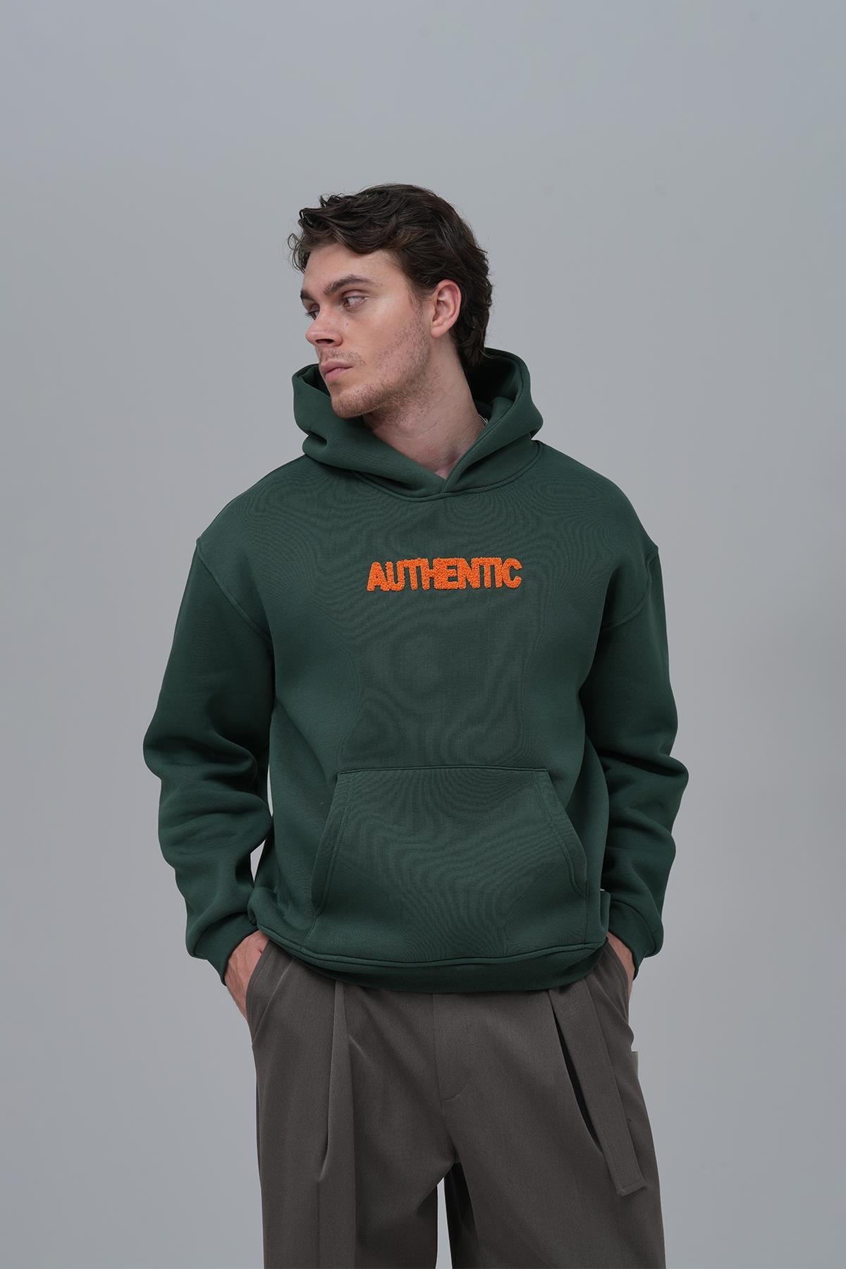 Authentic Oversize Sweatshirt Erkek Yeşil