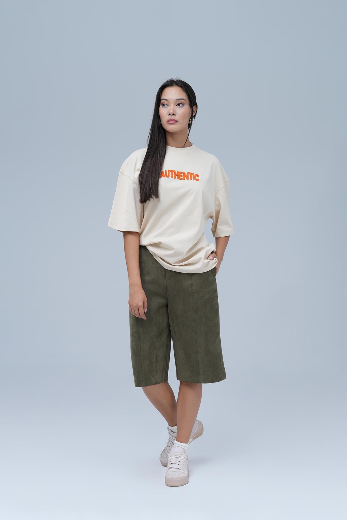 Authentic Oversize Tişört Kadın Stone