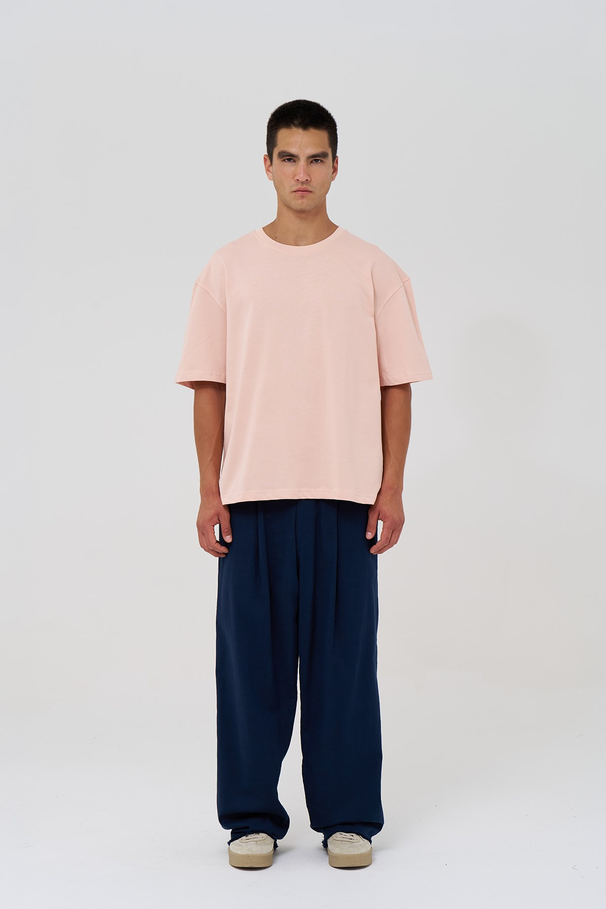 Basic Oversize Tişört Erkek /04 Pembe