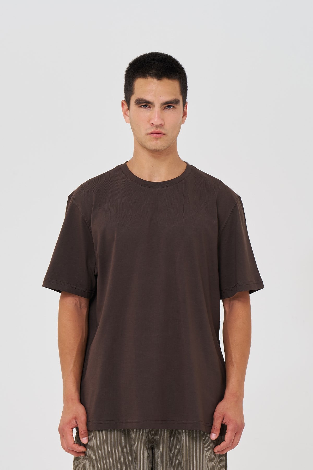 Basic Regular Fit Tişört Erkek /02 Kahverengi