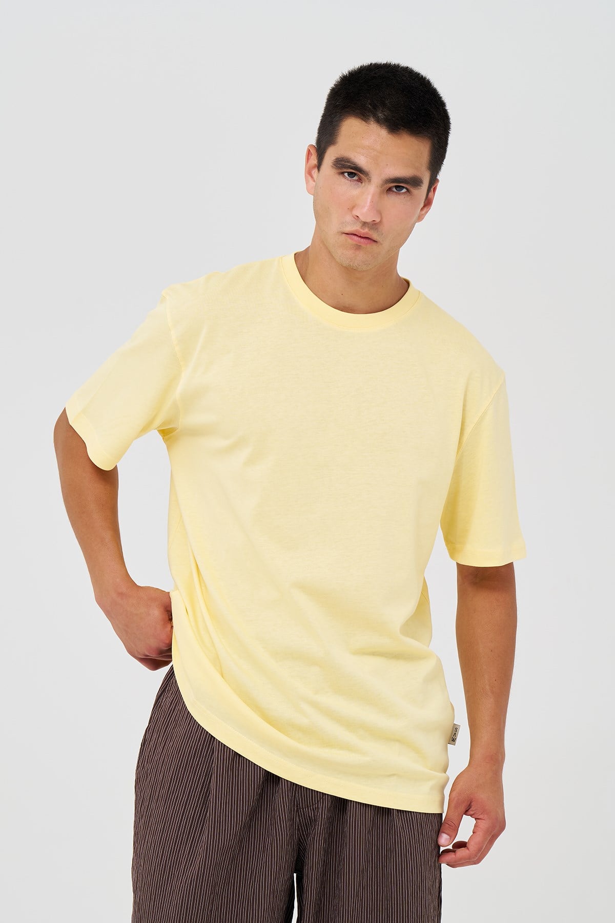 Basic Regular Fit Tişört Erkek /02 Sarı