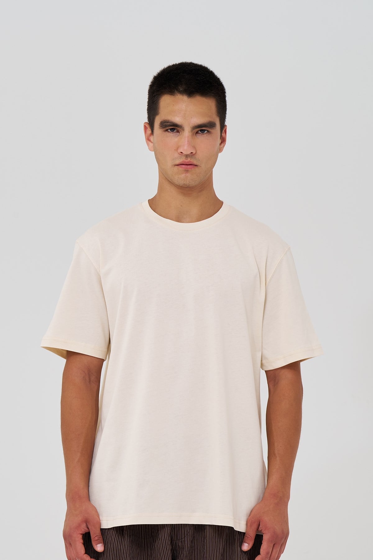 Basic Regular Fit Tişört Erkek /02 Stone