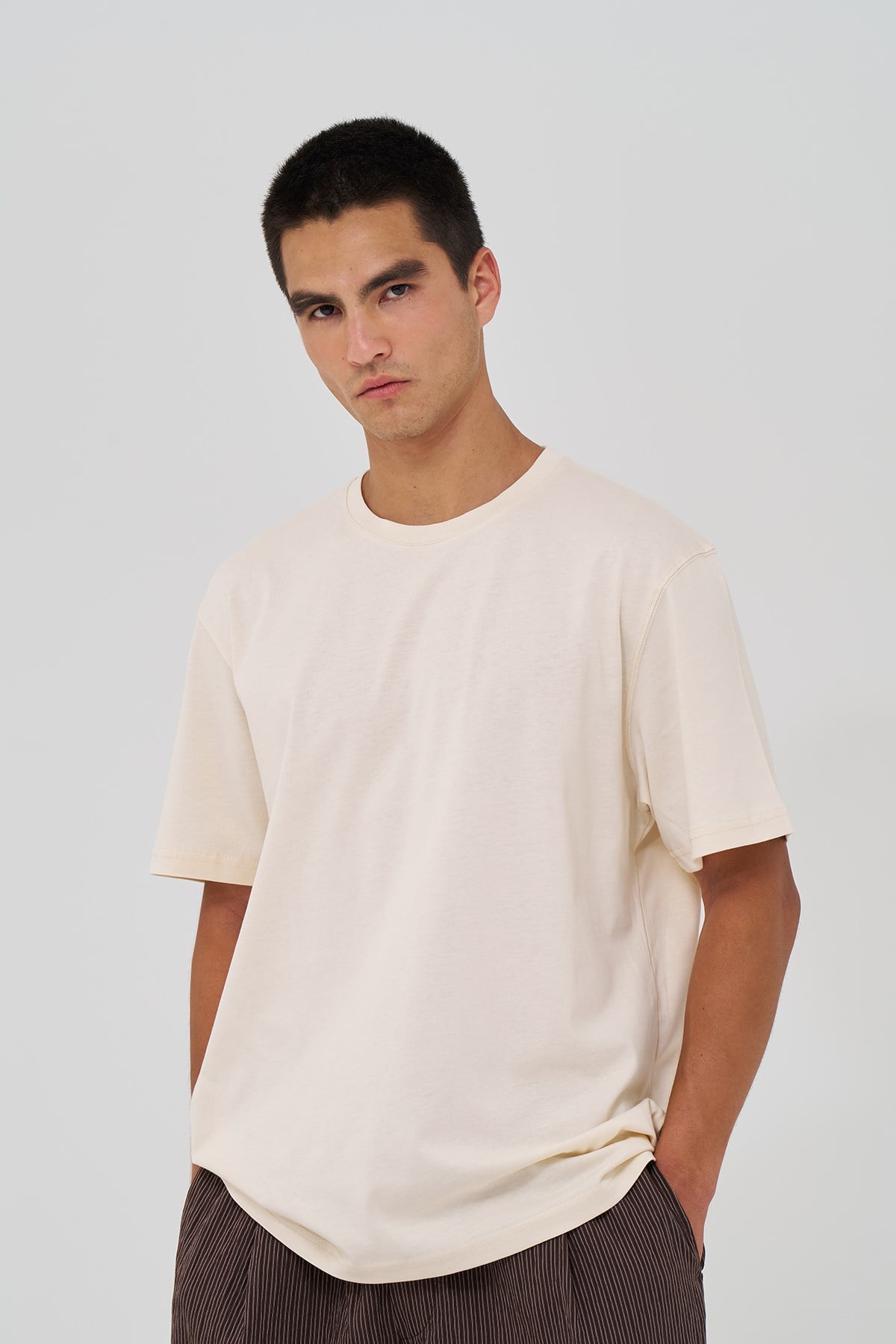 Basic Regular Fit Tişört Erkek /02 Stone
