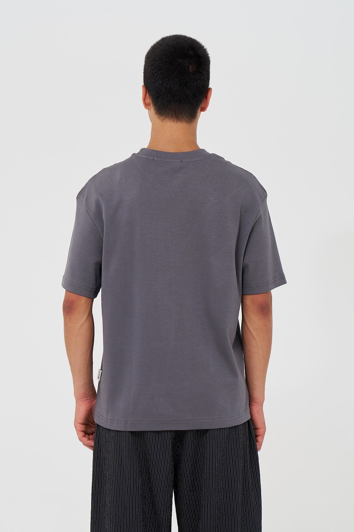 Basic Relaxed Fit Tişört Erkek /03 Füme