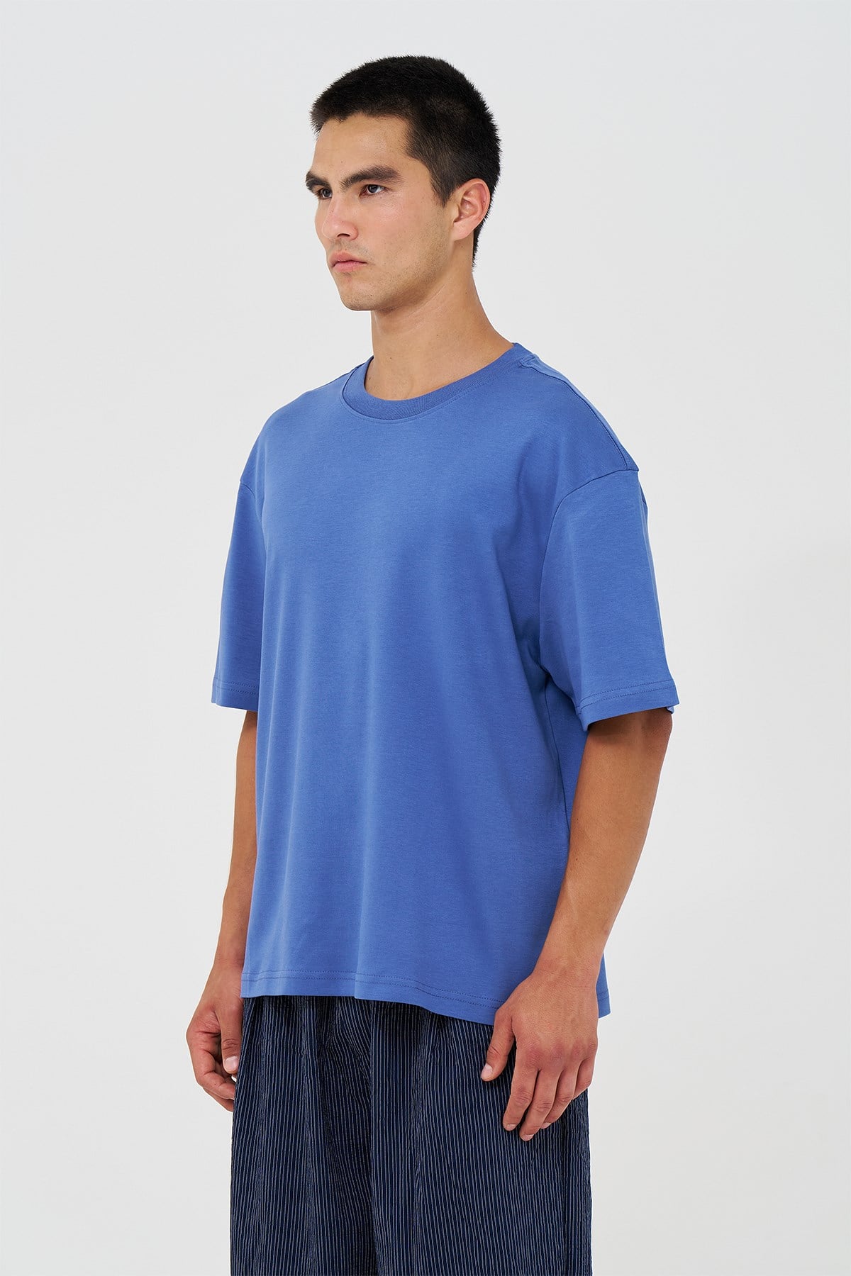 Basic Relaxed Fit Tişört Erkek /03 İndigo