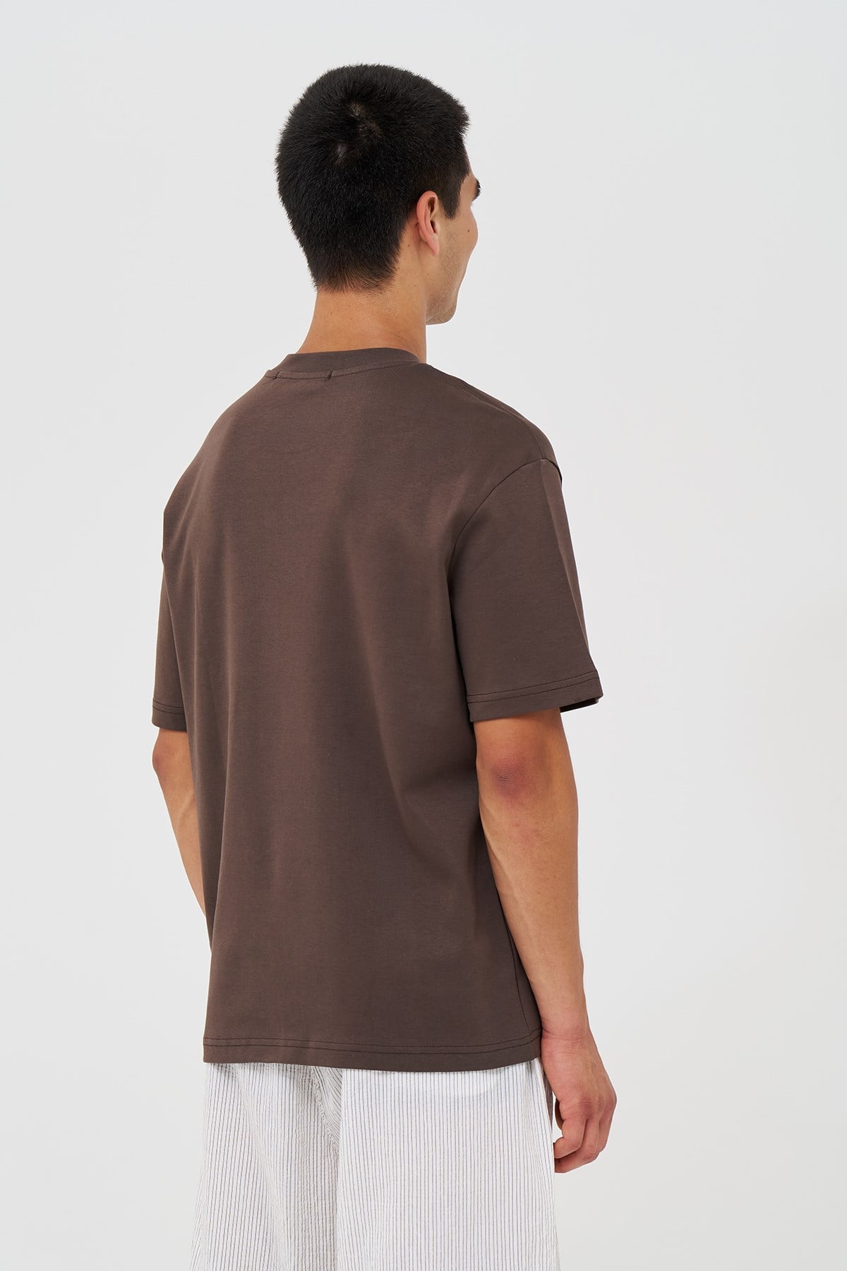 Basic Relaxed Fit Tişört Erkek /03 Kahverengi