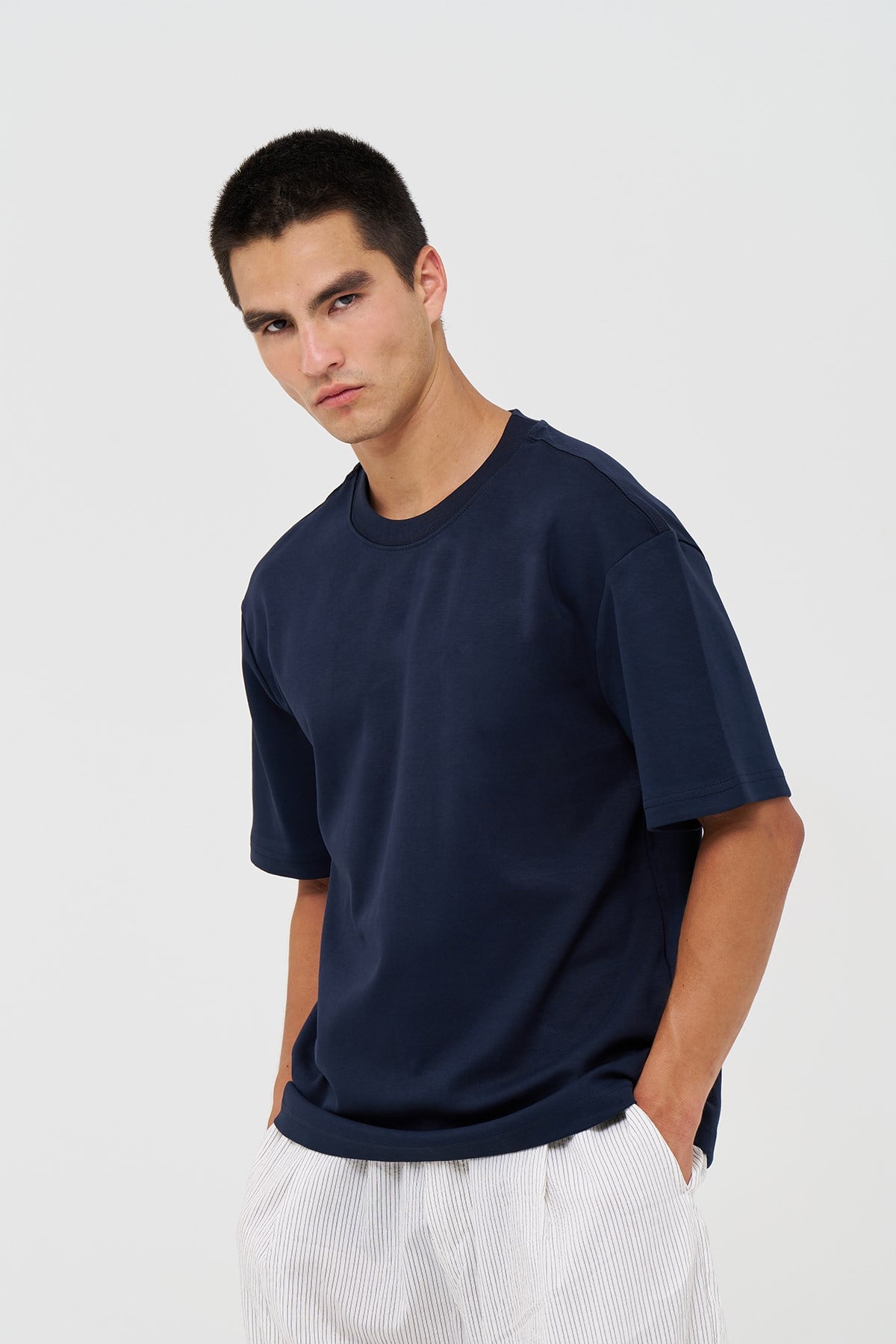 Basic Relaxed Fit Tişört Erkek /03 Lacivert