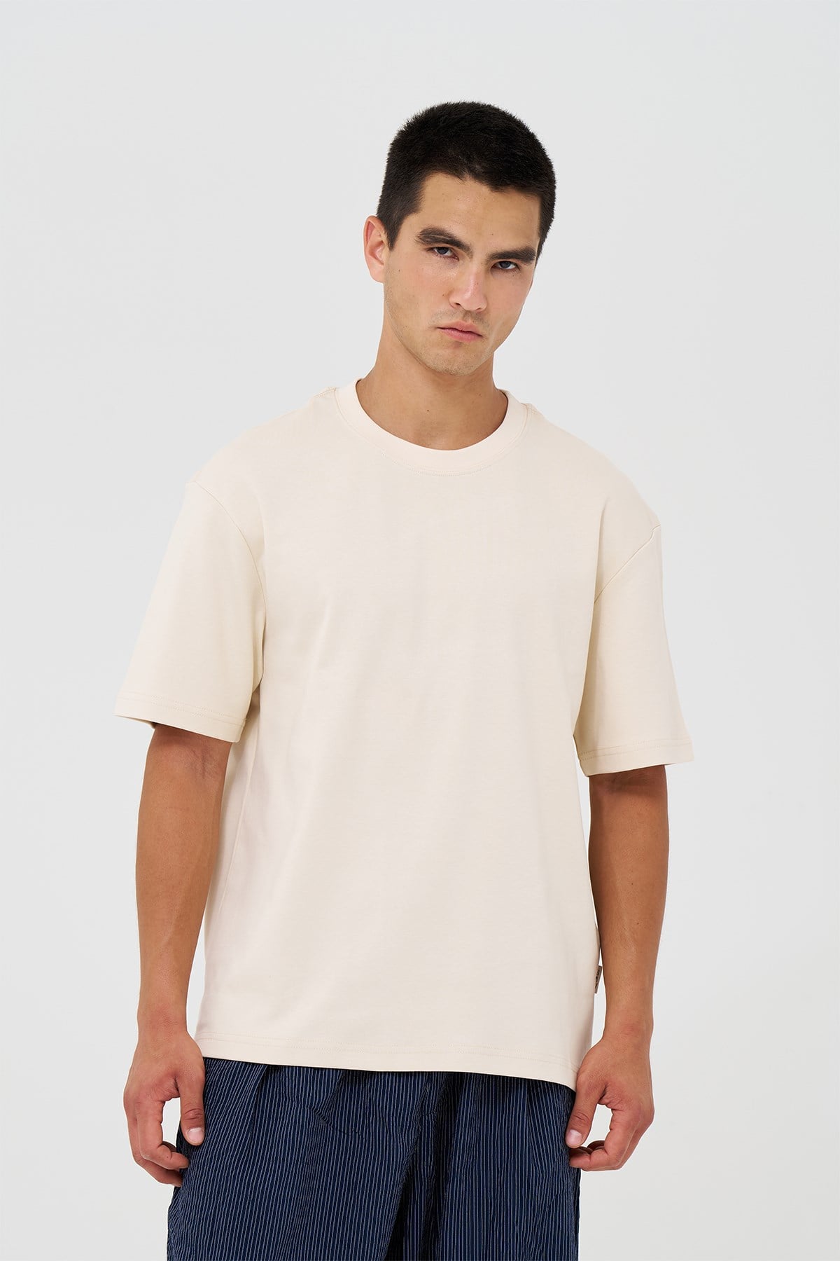 Basic Relaxed Fit Tişört Erkek /03 Stone