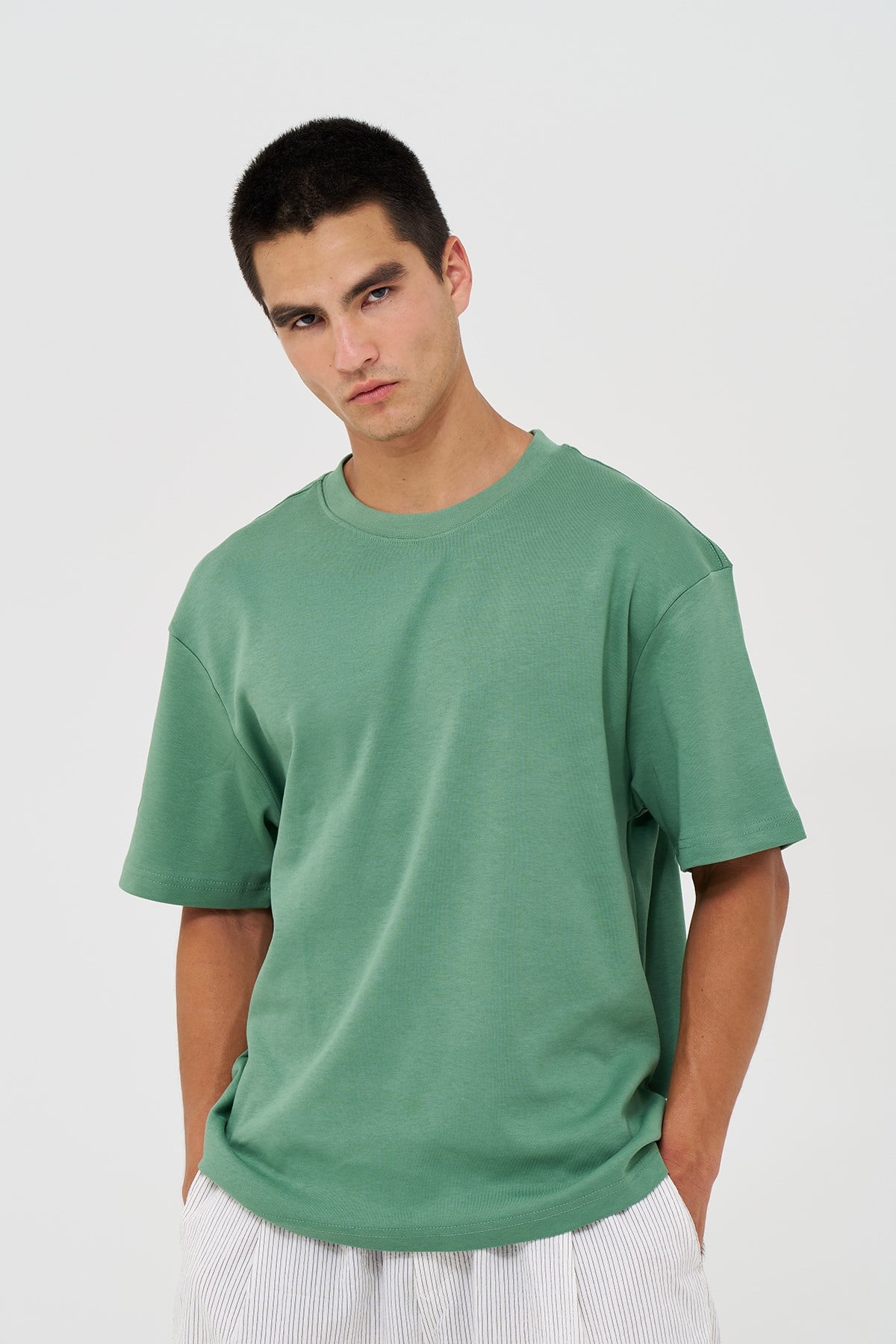 Basic Relaxed Fit Tişört Erkek /03 Yeşil