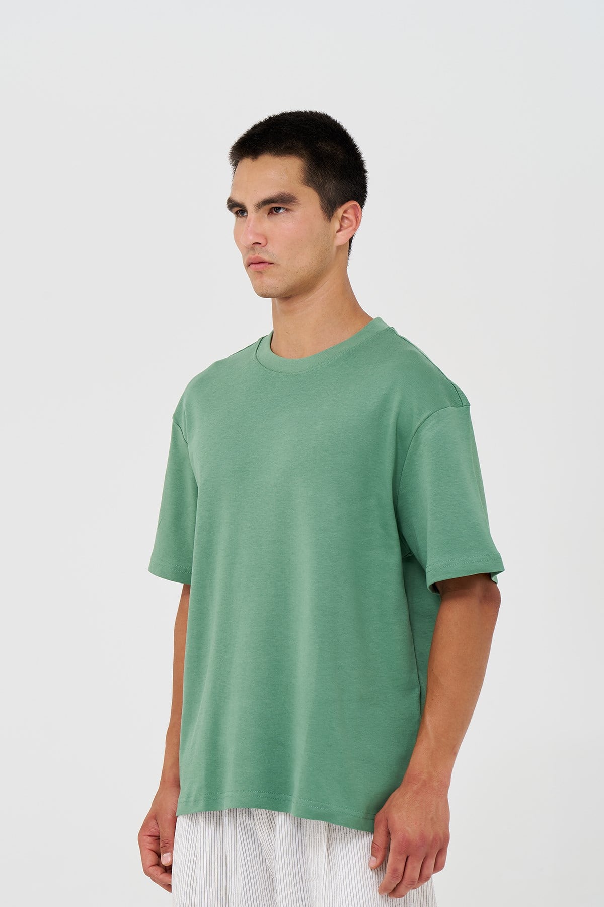 Basic Relaxed Fit Tişört Erkek /03 Yeşil