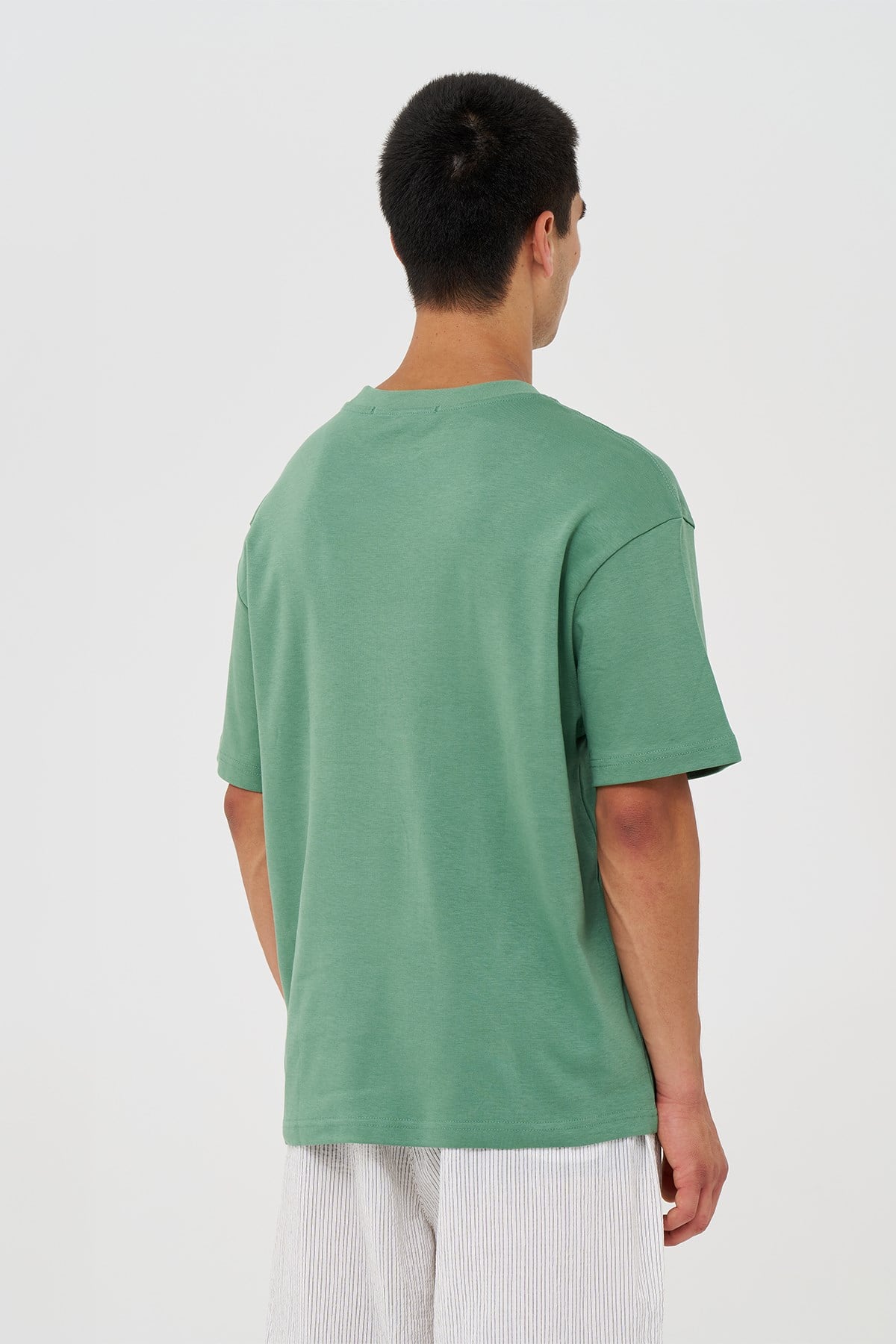 Basic Relaxed Fit Tişört Erkek /03 Yeşil