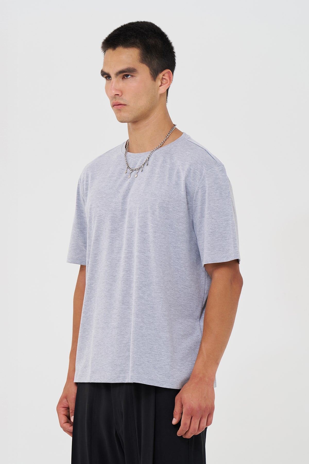 Basic Slim Fit Tişört Erkek /01 Gri