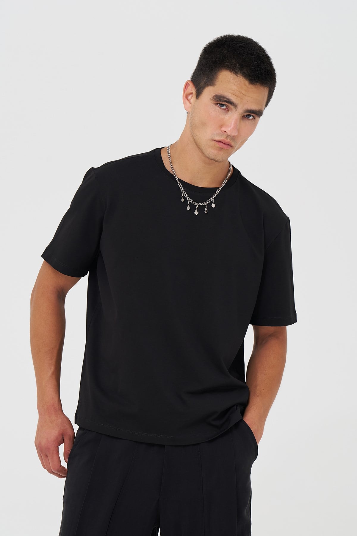 Basic Slim Fit Tişört Erkek /01 Siyah