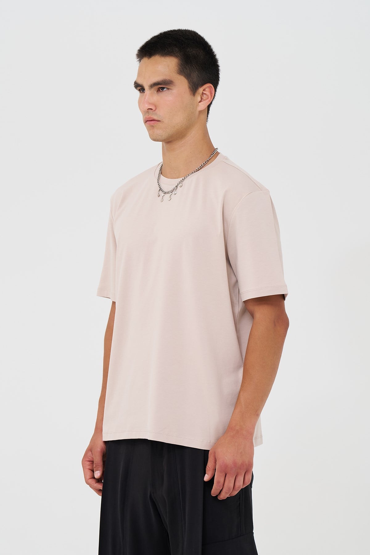 Basic Slim Fit Tişört Erkek /01 Stone