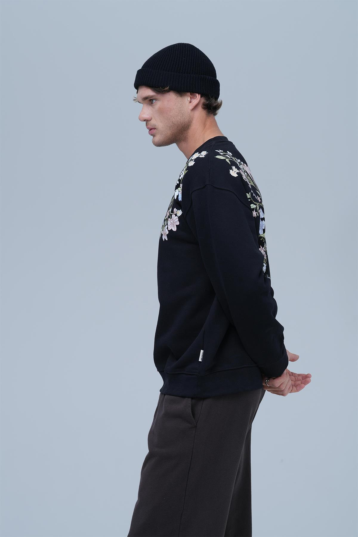 Bloom Spirit Oversize Sweatshirt Erkek Siyah