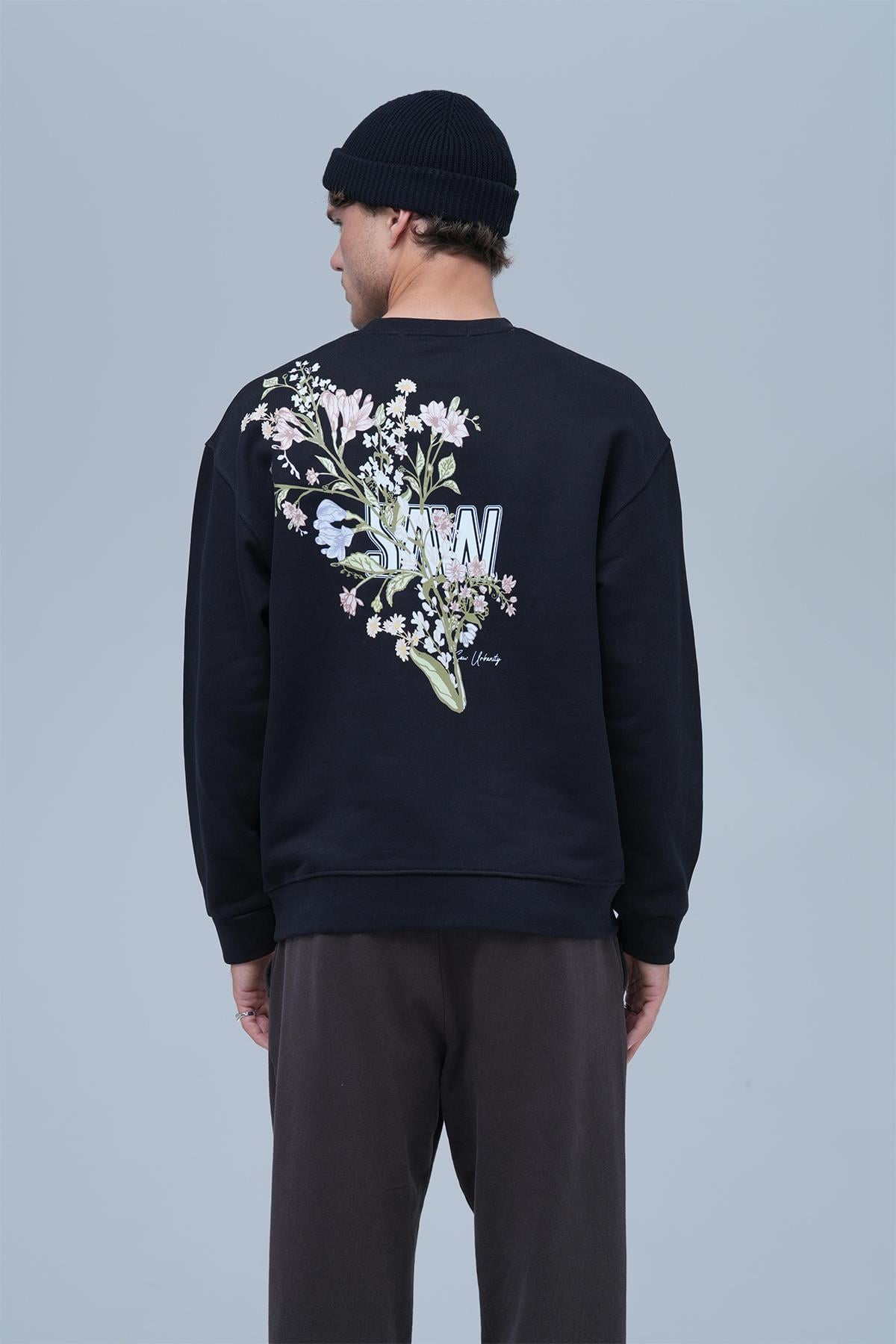 Bloom Spirit Oversize Sweatshirt Erkek Siyah