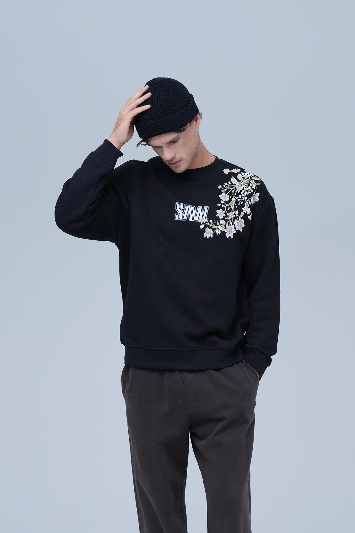 Bloom Spirit Oversize Sweatshirt Erkek Siyah