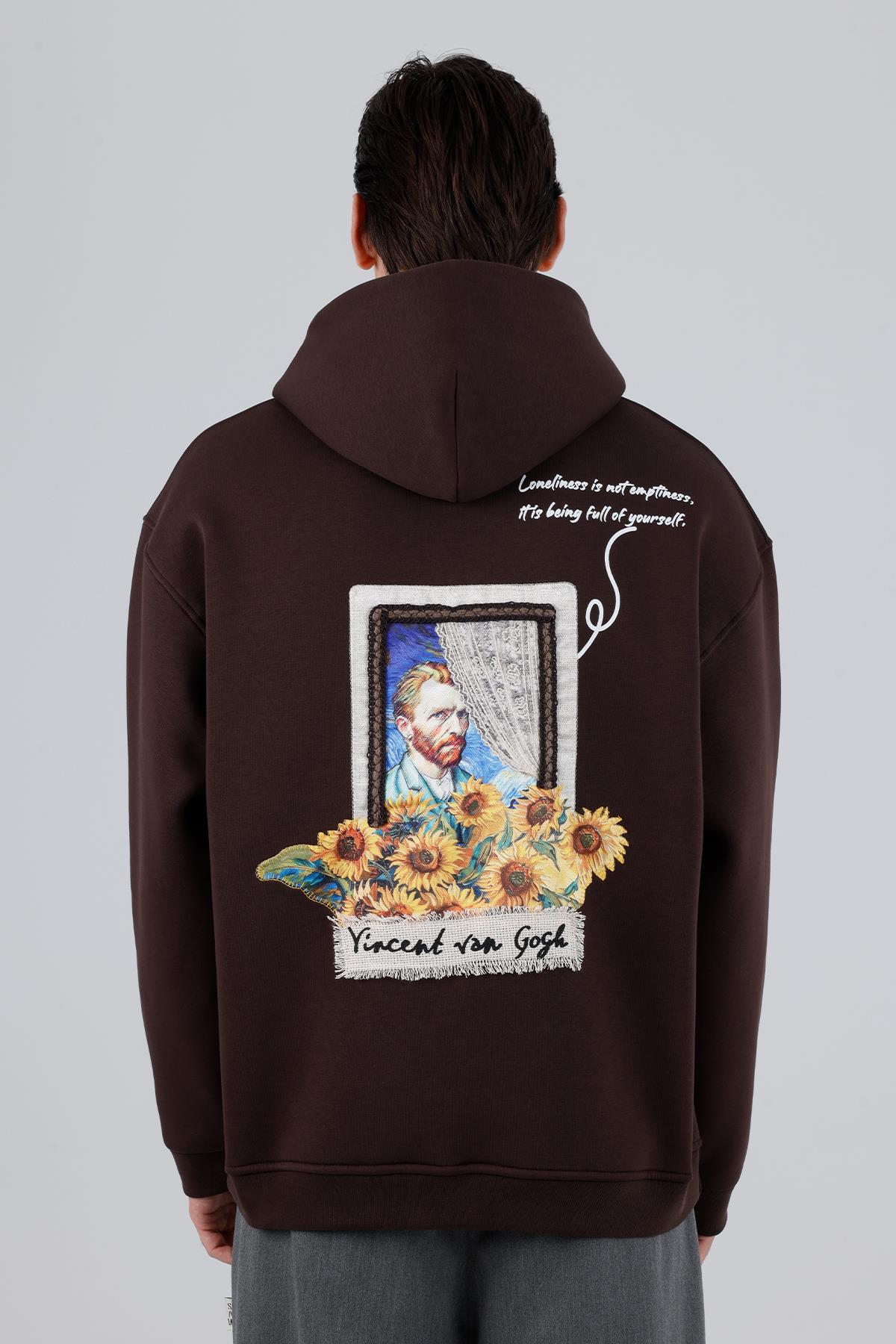 Blooming Canvas Oversize Sweatshirt Erkek Kahverengi