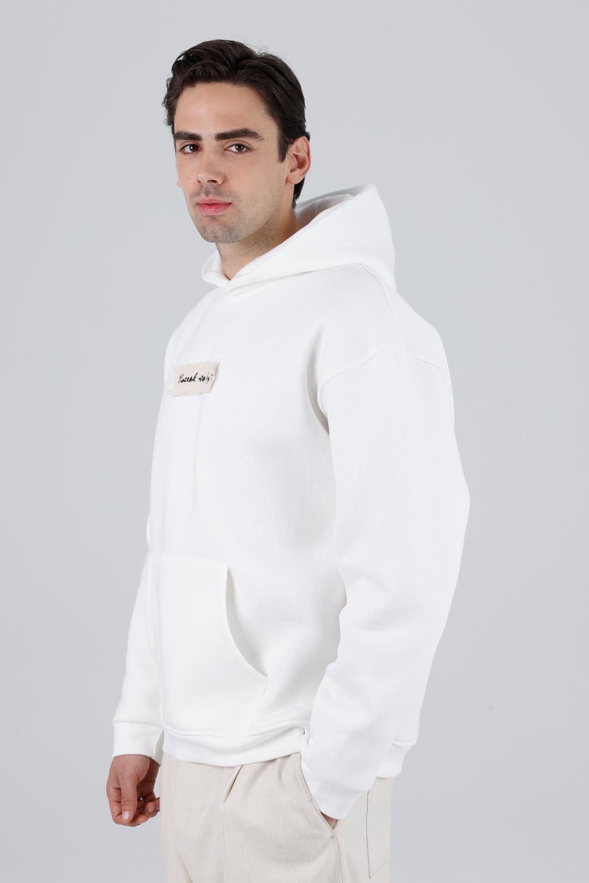Blooming Canvas Oversize Sweatshirt Erkek Ekru