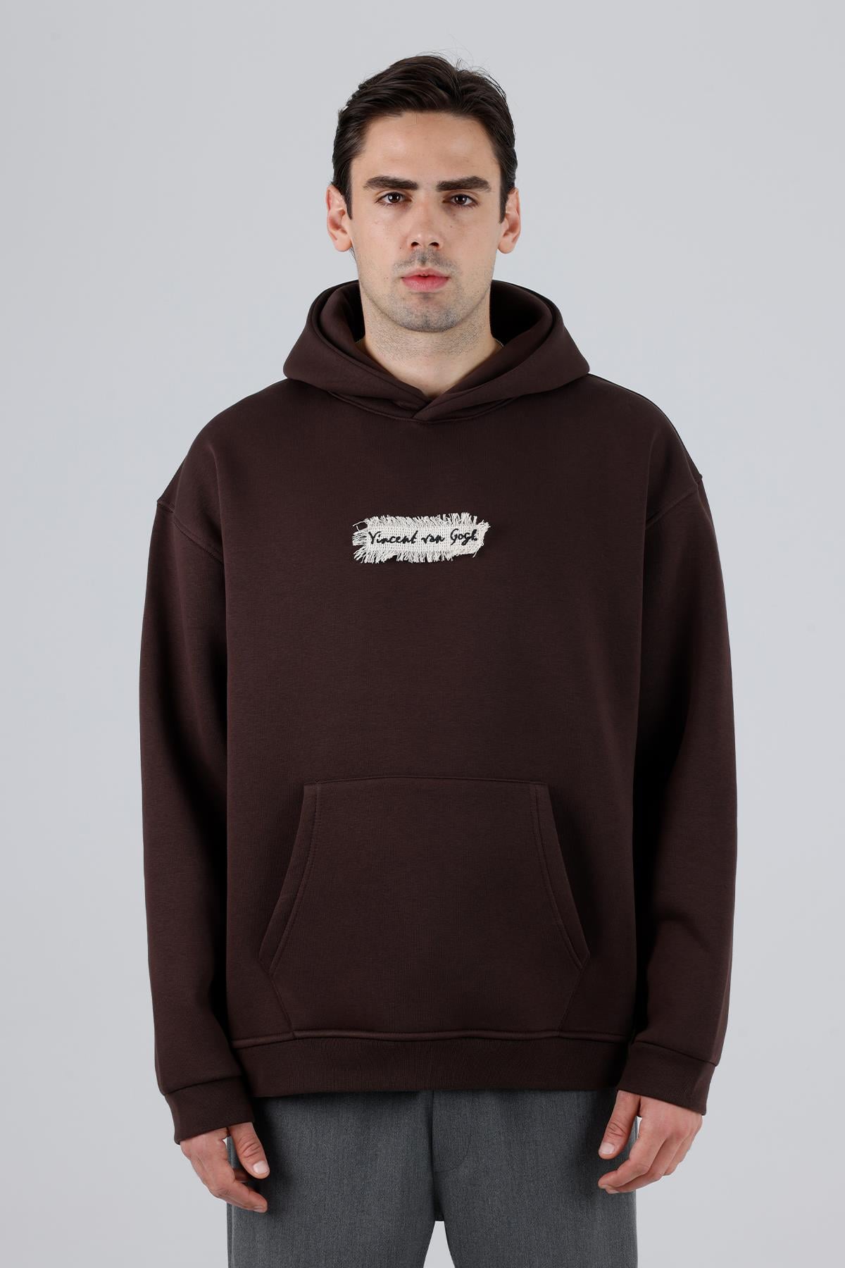Blooming Canvas Oversize Sweatshirt Erkek Kahverengi